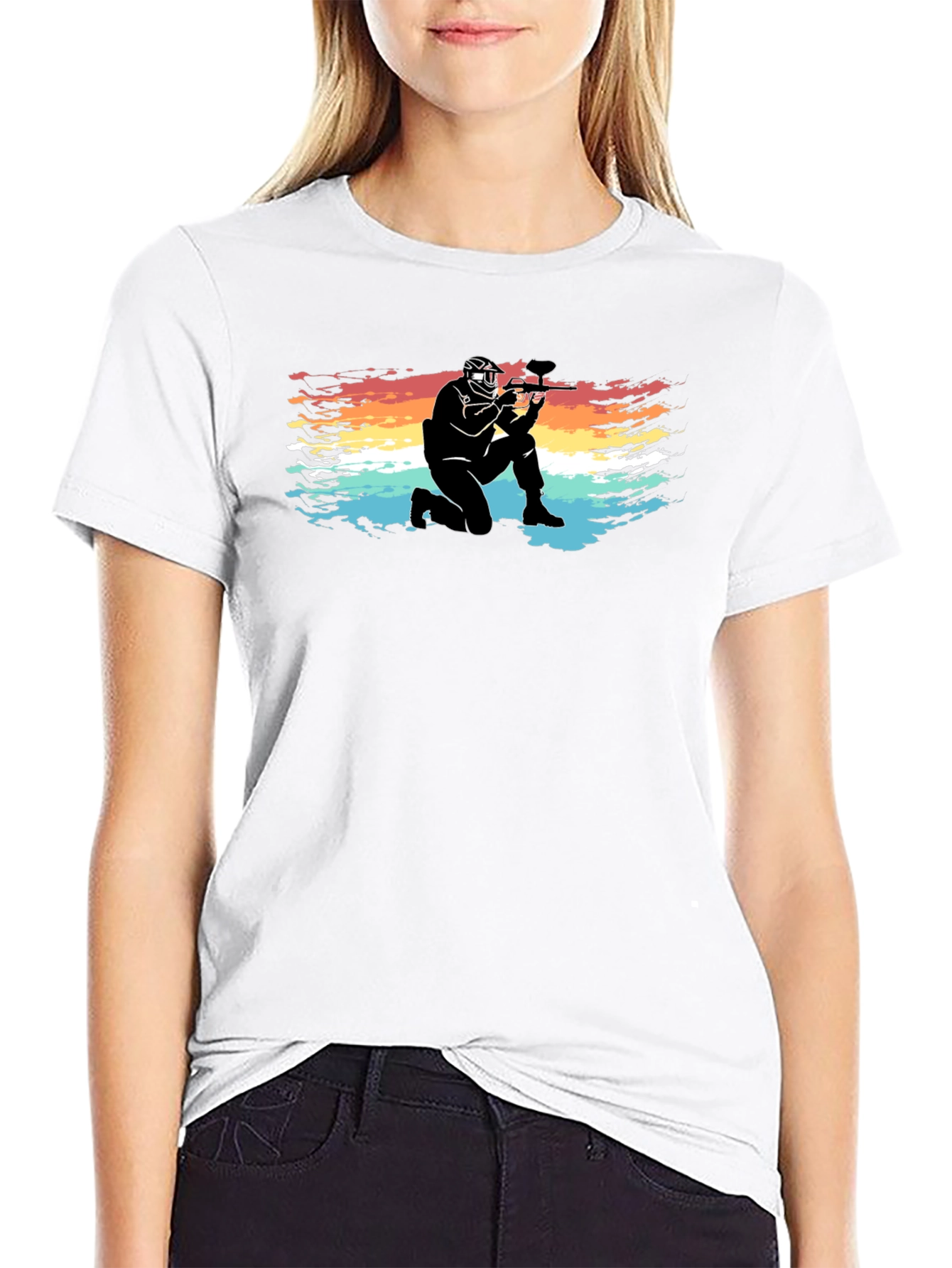 Paintball Player Graphic Tee - Cool Retro Design
