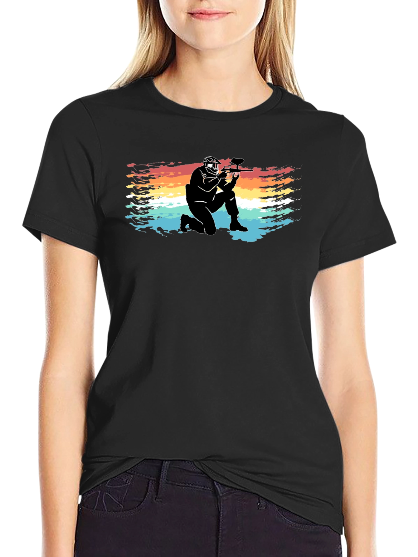 Paintball Player Graphic Tee - Cool Retro Design