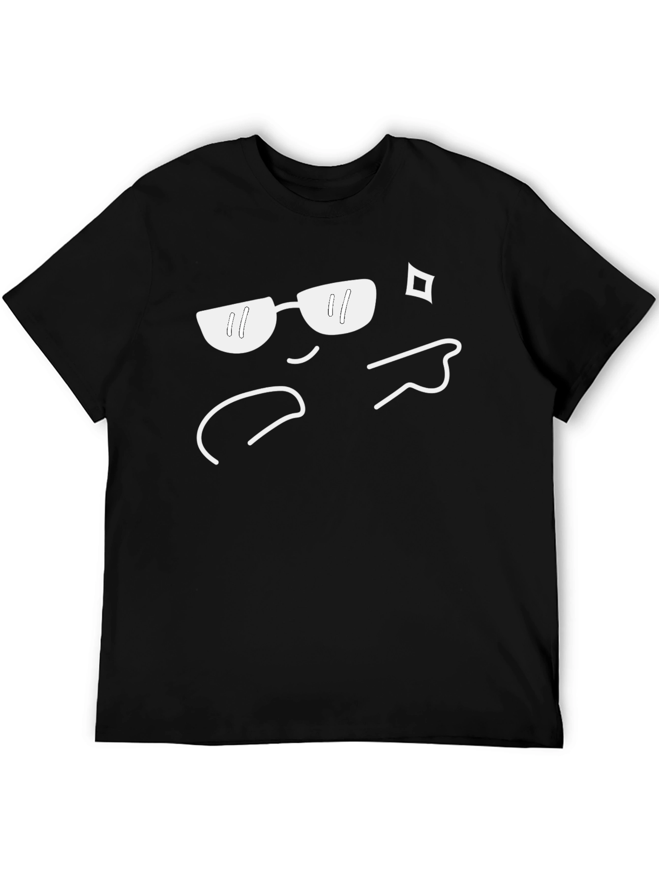 Cool Emoji Graphic Tee - Black Crew Neck T-Shirt
