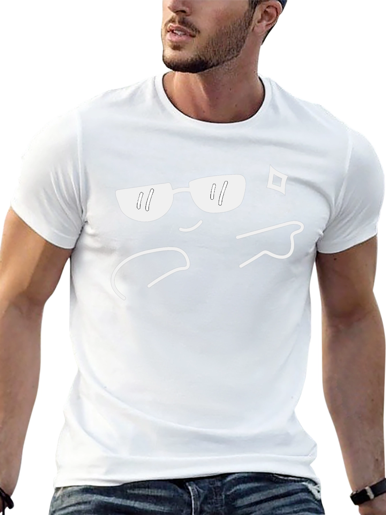 Cool Emoji Graphic Tee - Black Crew Neck T-Shirt