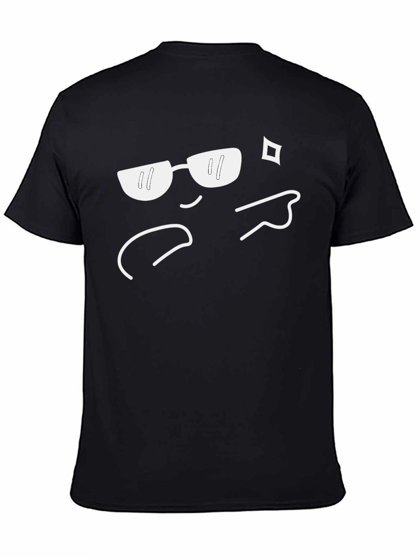 Cool Emoji Graphic Tee - Black Crew Neck T-Shirt