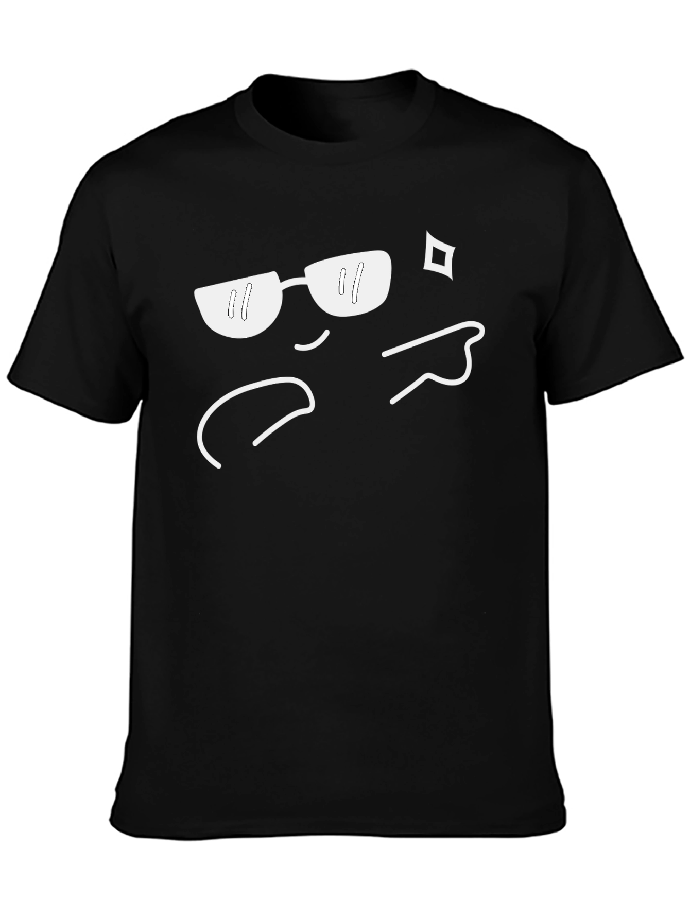 Cool Emoji Graphic Tee - Black Crew Neck T-Shirt