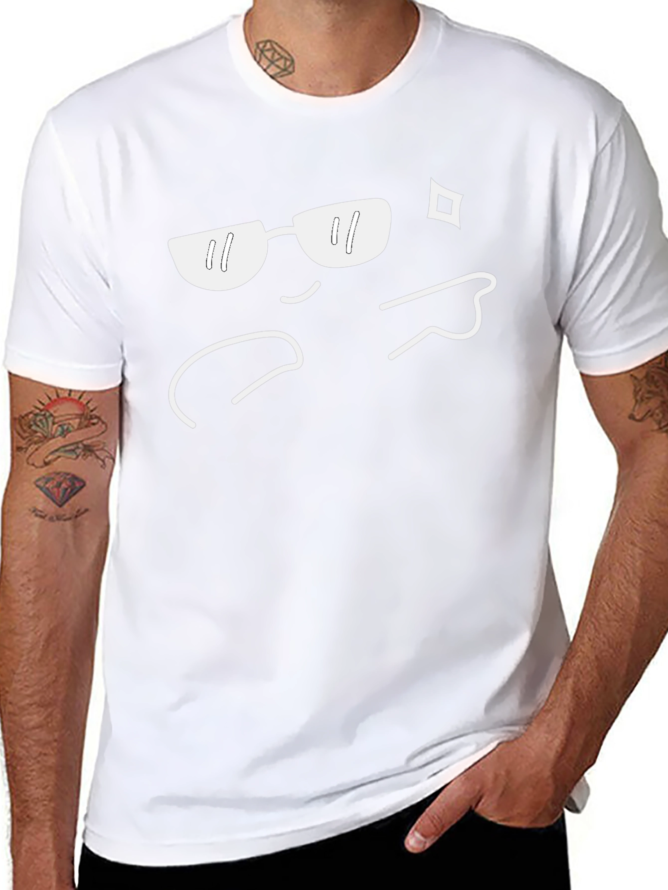 Cool Emoji Graphic Tee - Black Crew Neck T-Shirt