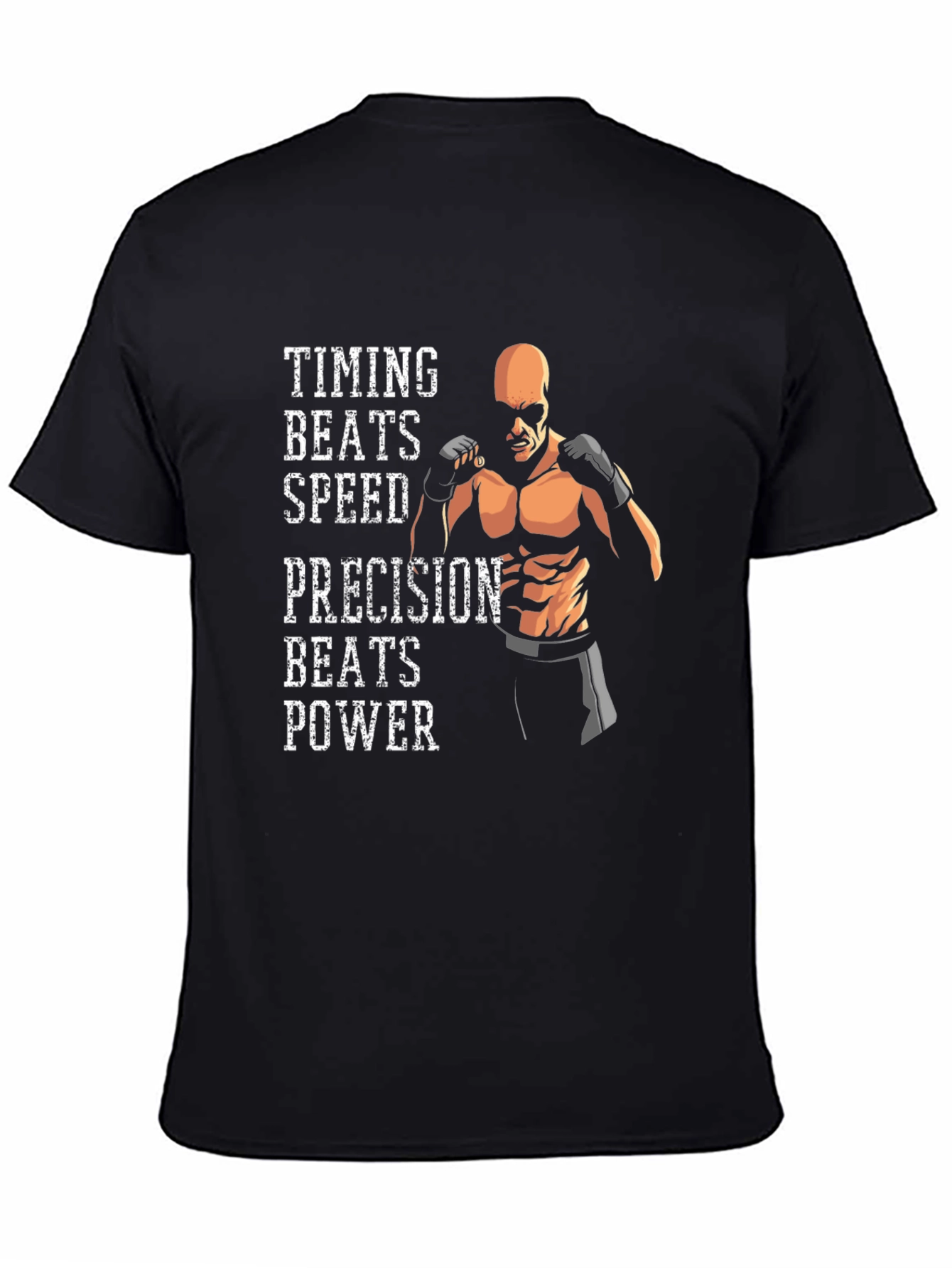 Timing Beats All - Motivational MMA Black T-Shirt