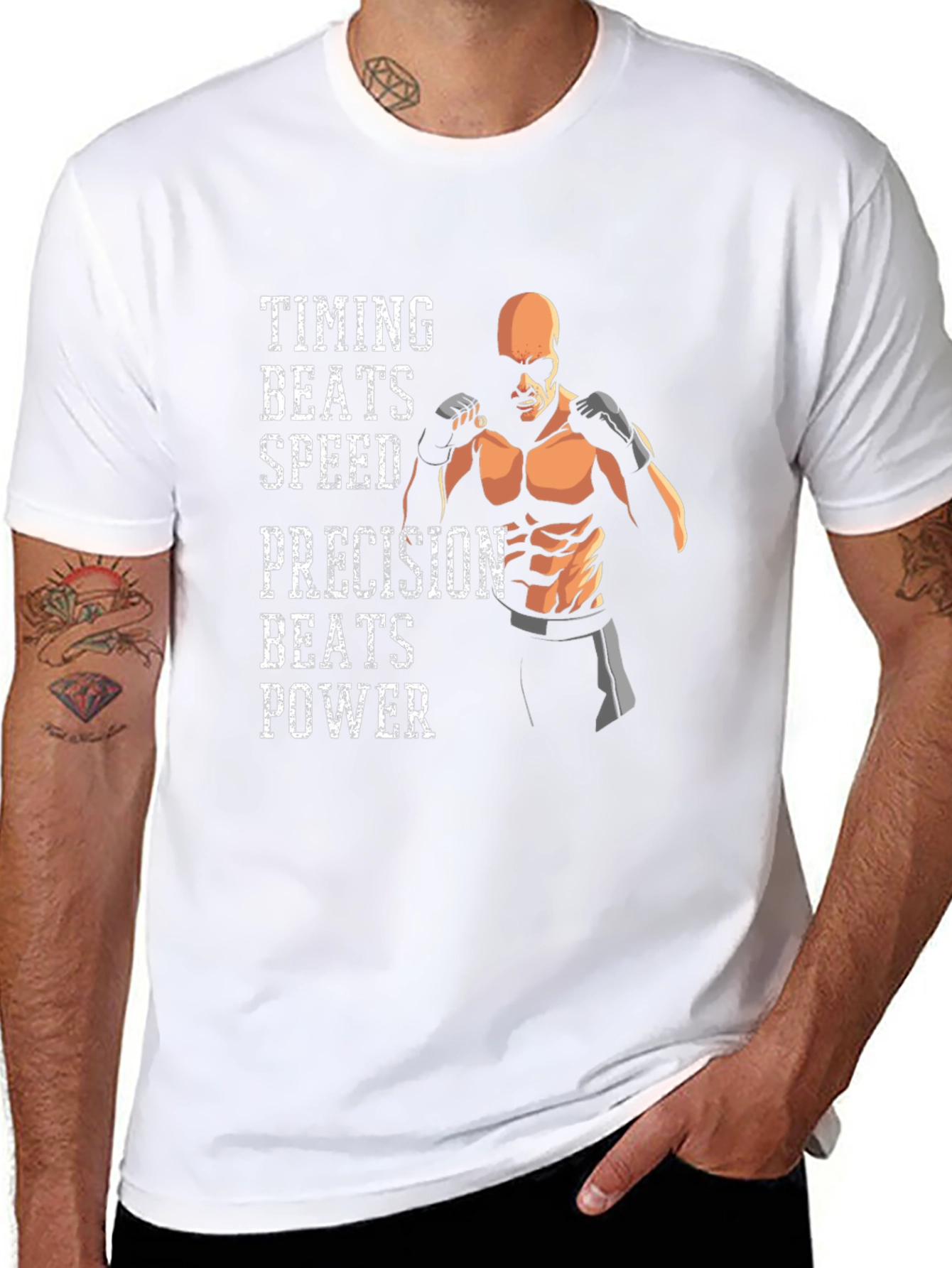 Timing Beats All - Motivational MMA Black T-Shirt