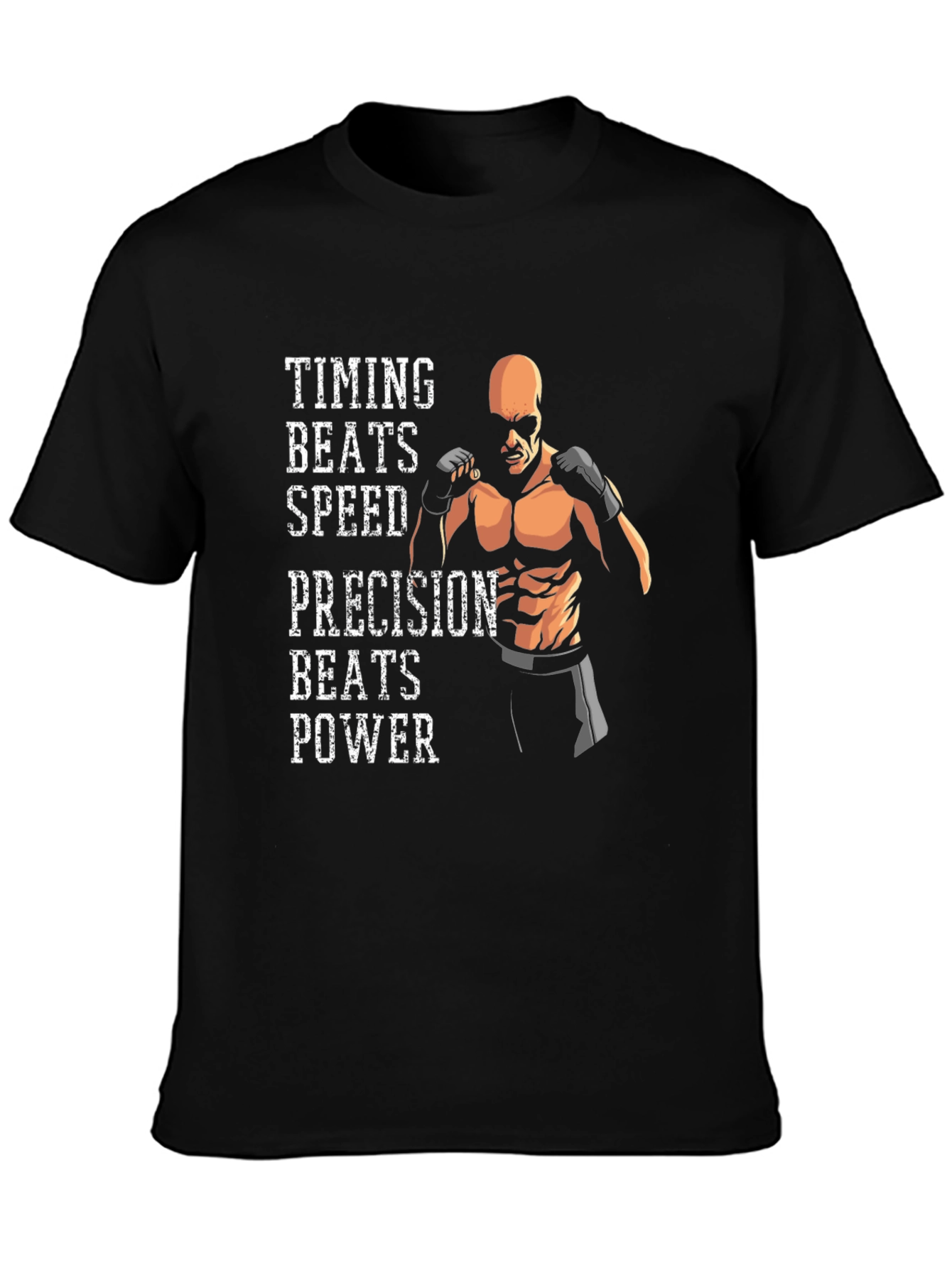 Timing Beats All - Motivational MMA Black T-Shirt