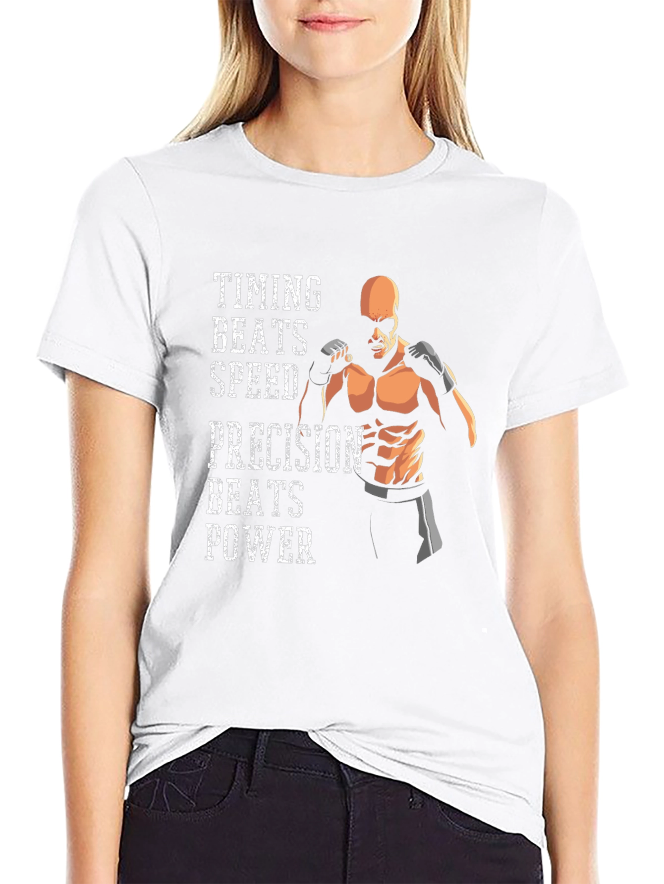 Timing Beats All - Motivational MMA Black T-Shirt