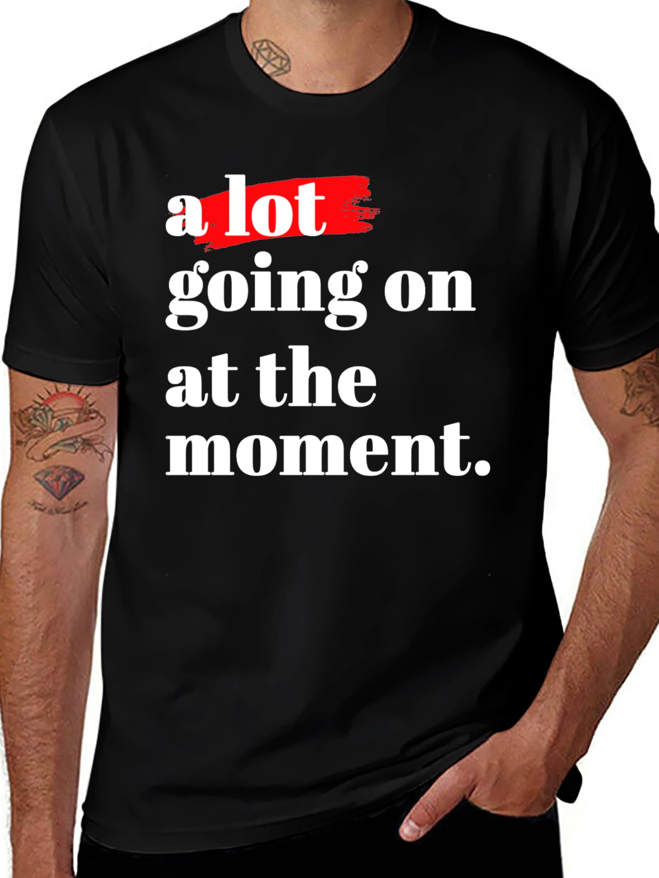 A Lot Going On Black Cotton Graphic T-Shirt