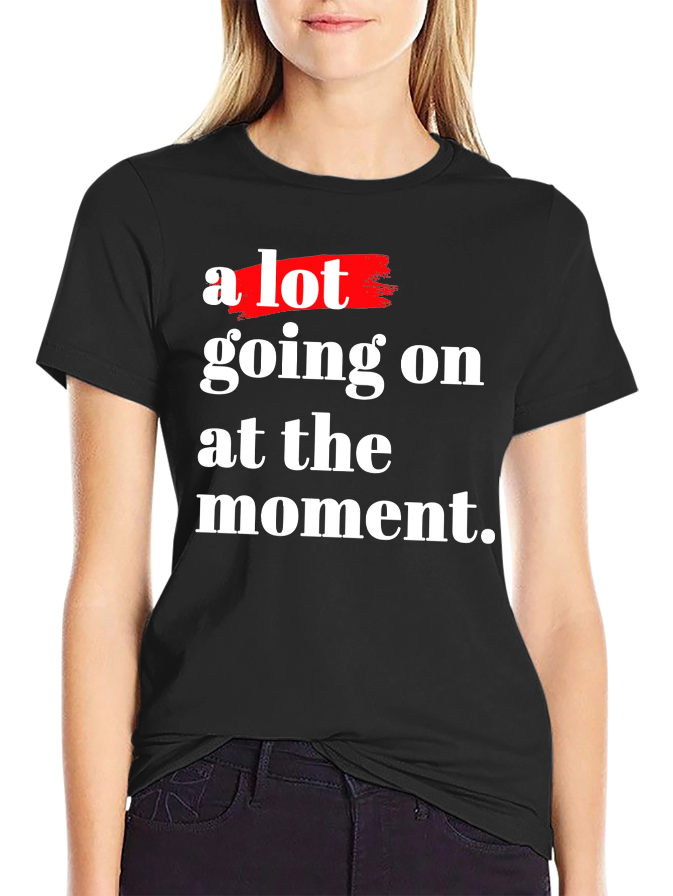 A Lot Going On Black Cotton Graphic T-Shirt
