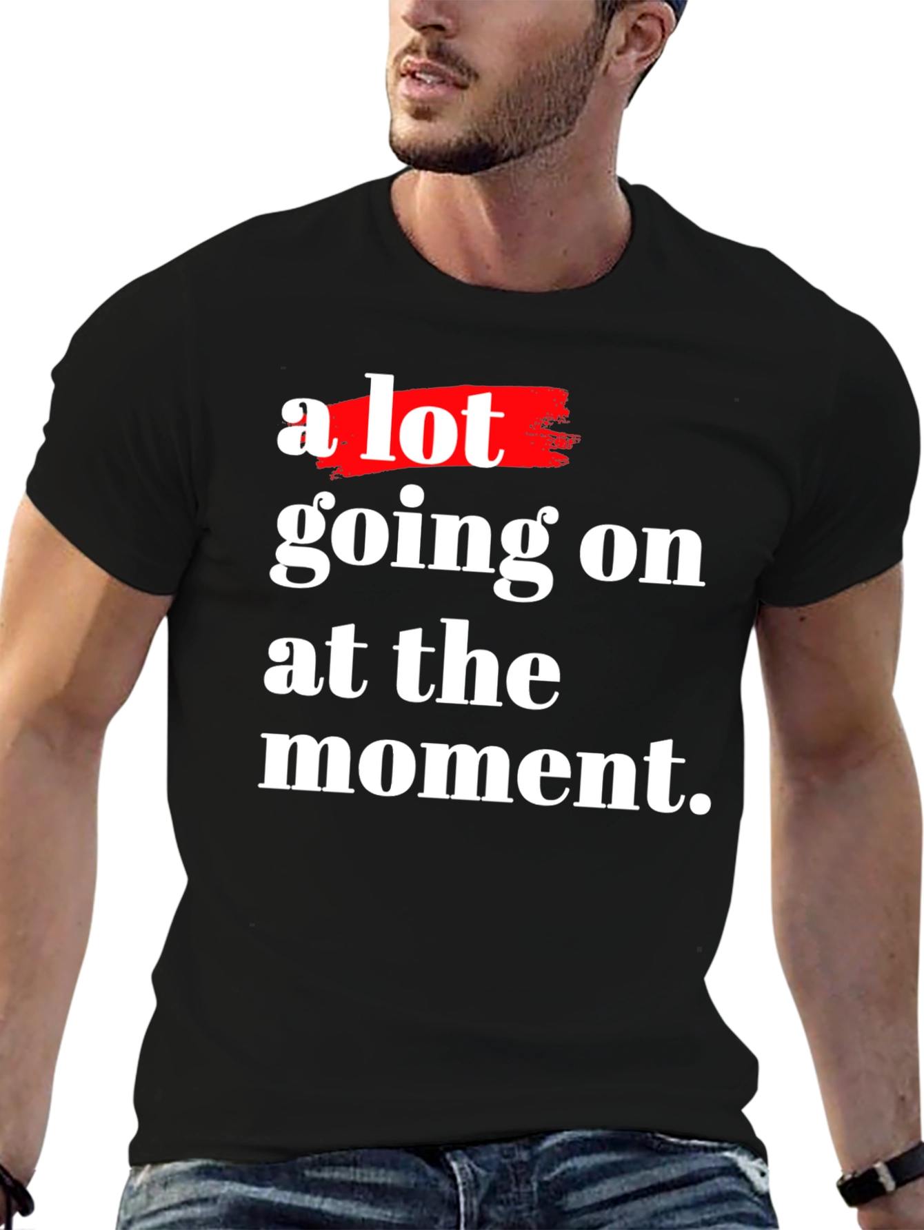 A Lot Going On Black Cotton Graphic T-Shirt