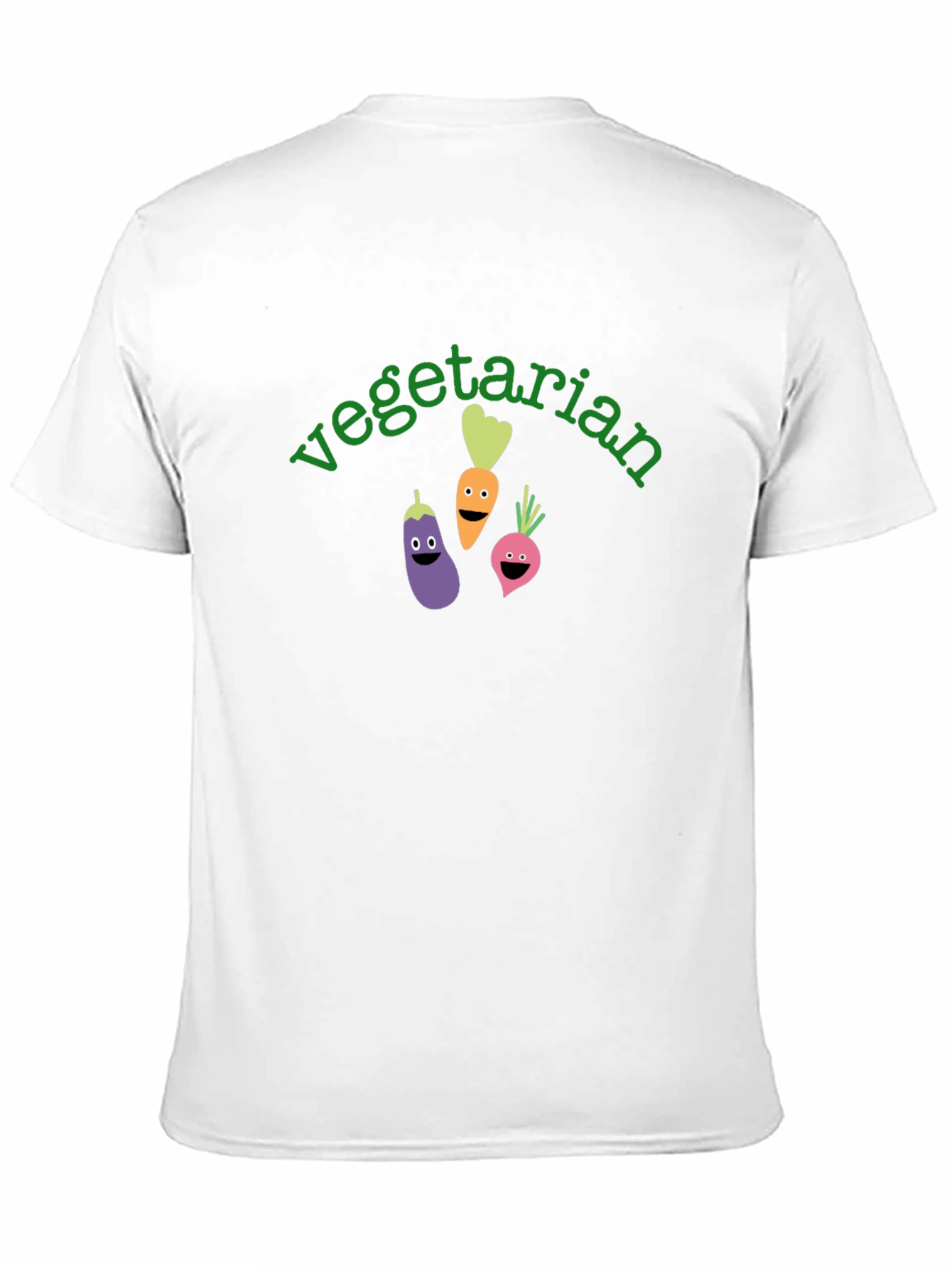 Vegetarian Cartoon Vegetable Graphic Black T-Shirt