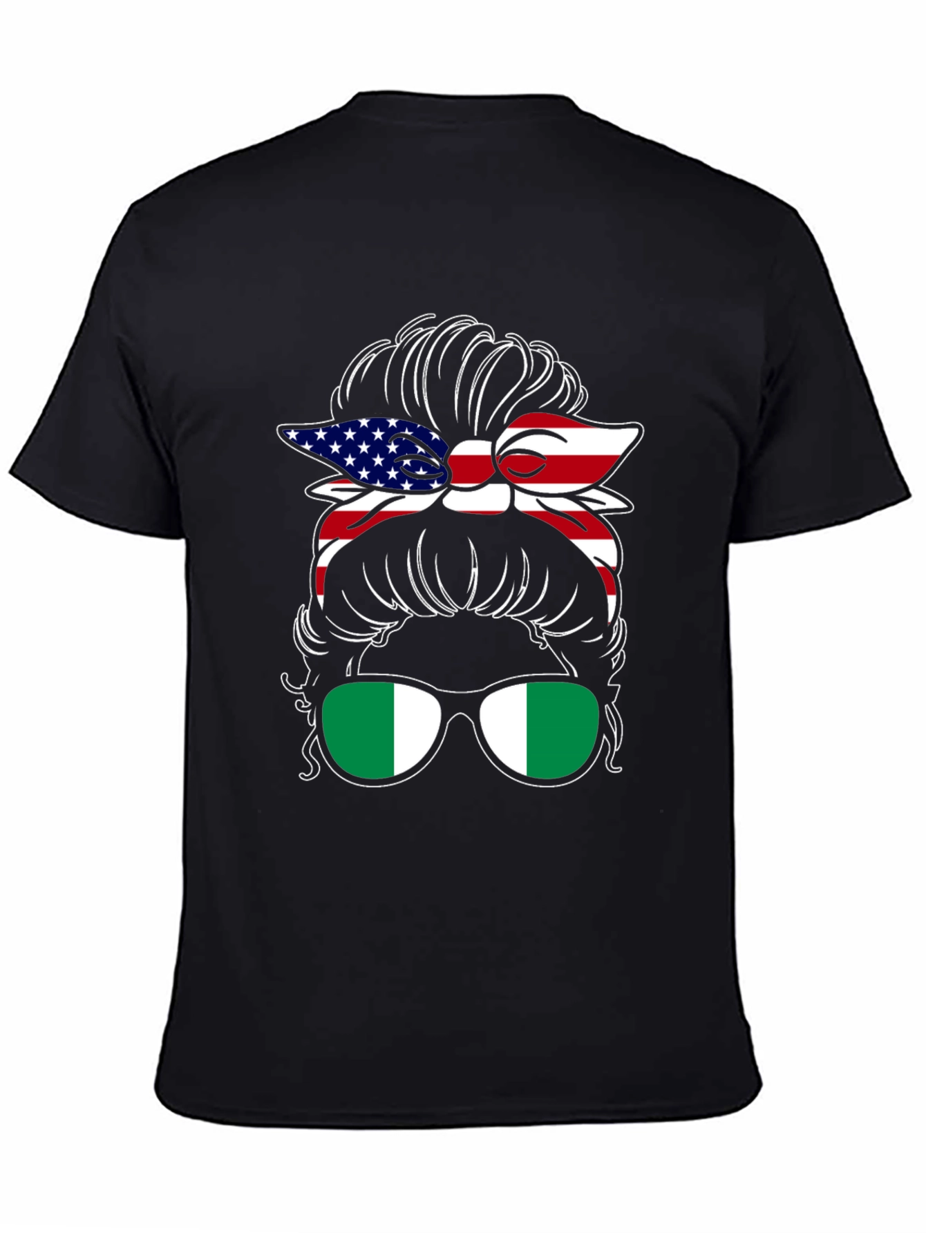 USA Nigeria Messy Bun T-Shirt