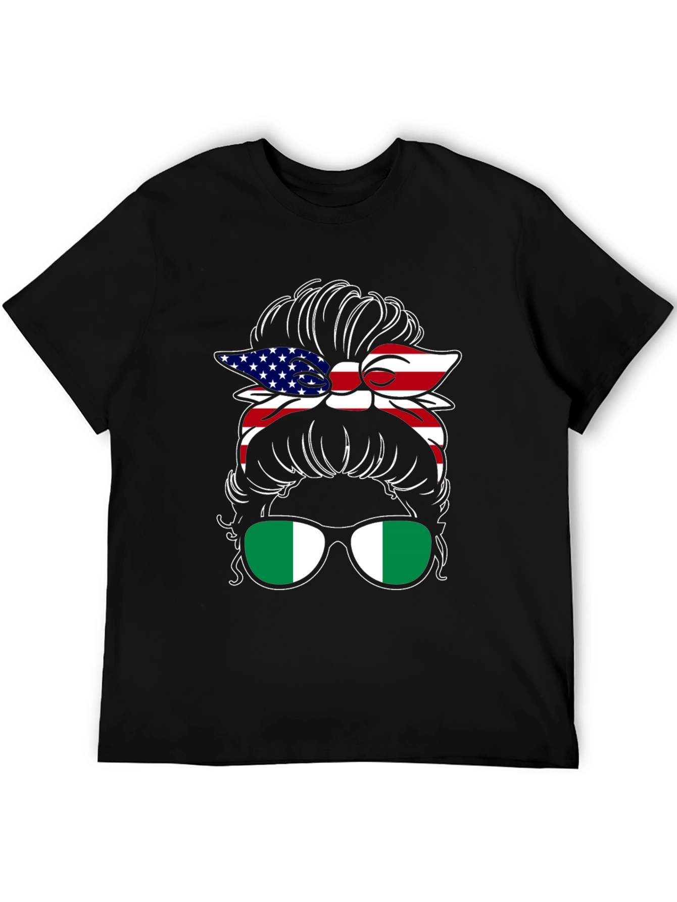 USA Nigeria Messy Bun T-Shirt