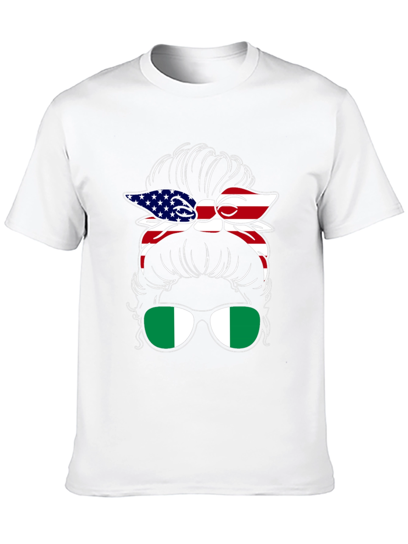 USA Nigeria Messy Bun T-Shirt