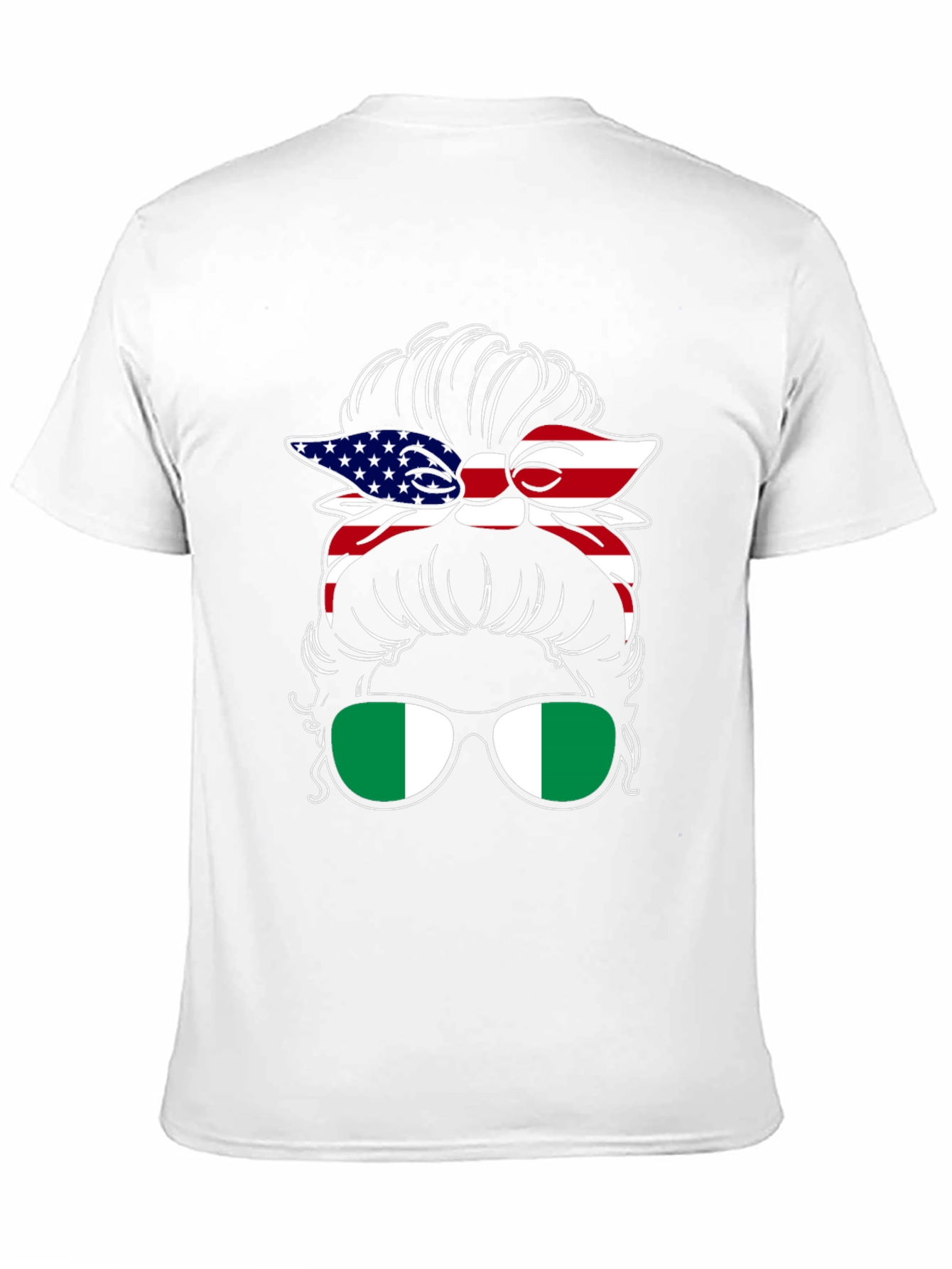 USA Nigeria Messy Bun T-Shirt