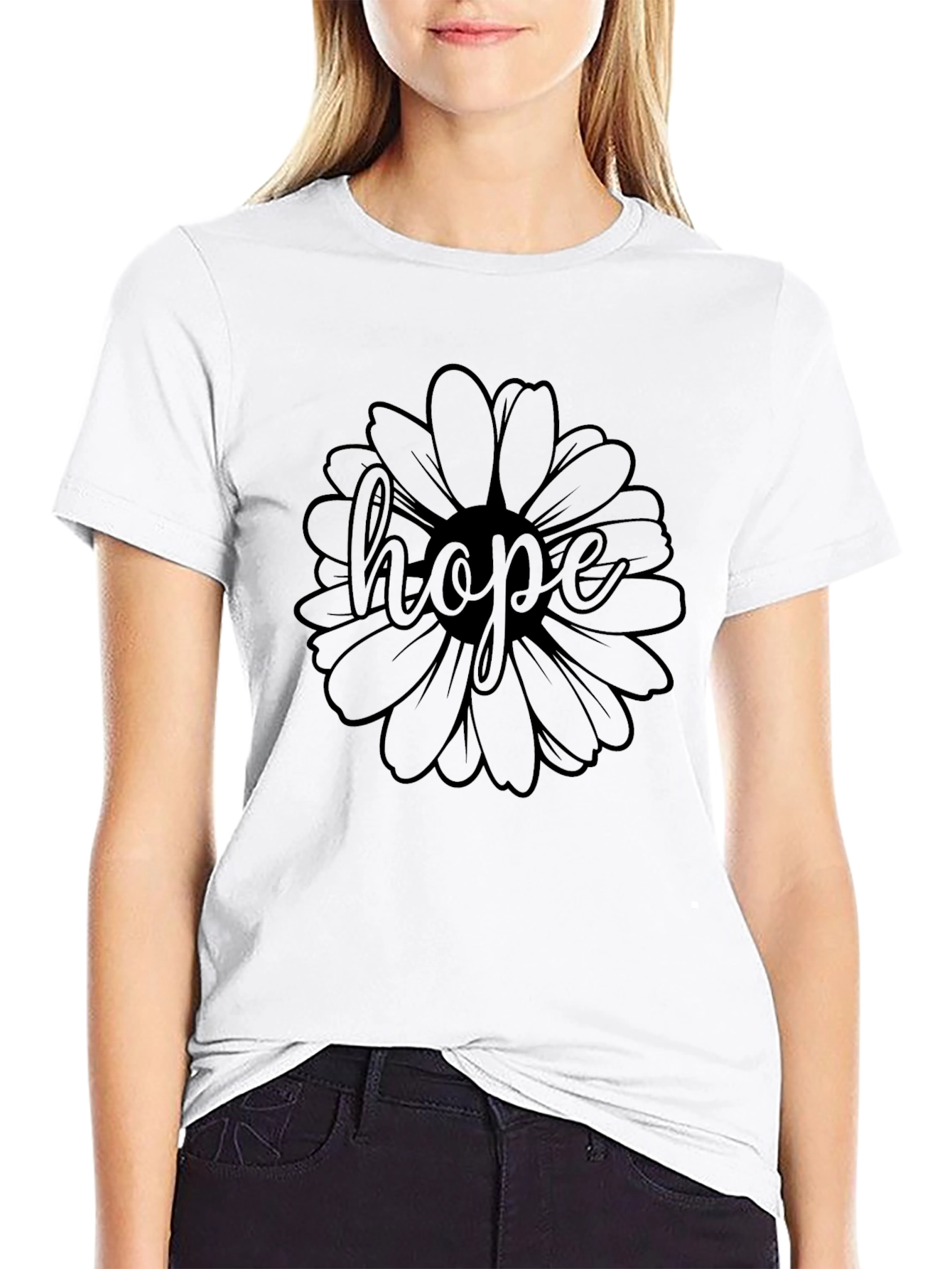 Hope Flower Graphic Tee - Unisex Black T-Shirt