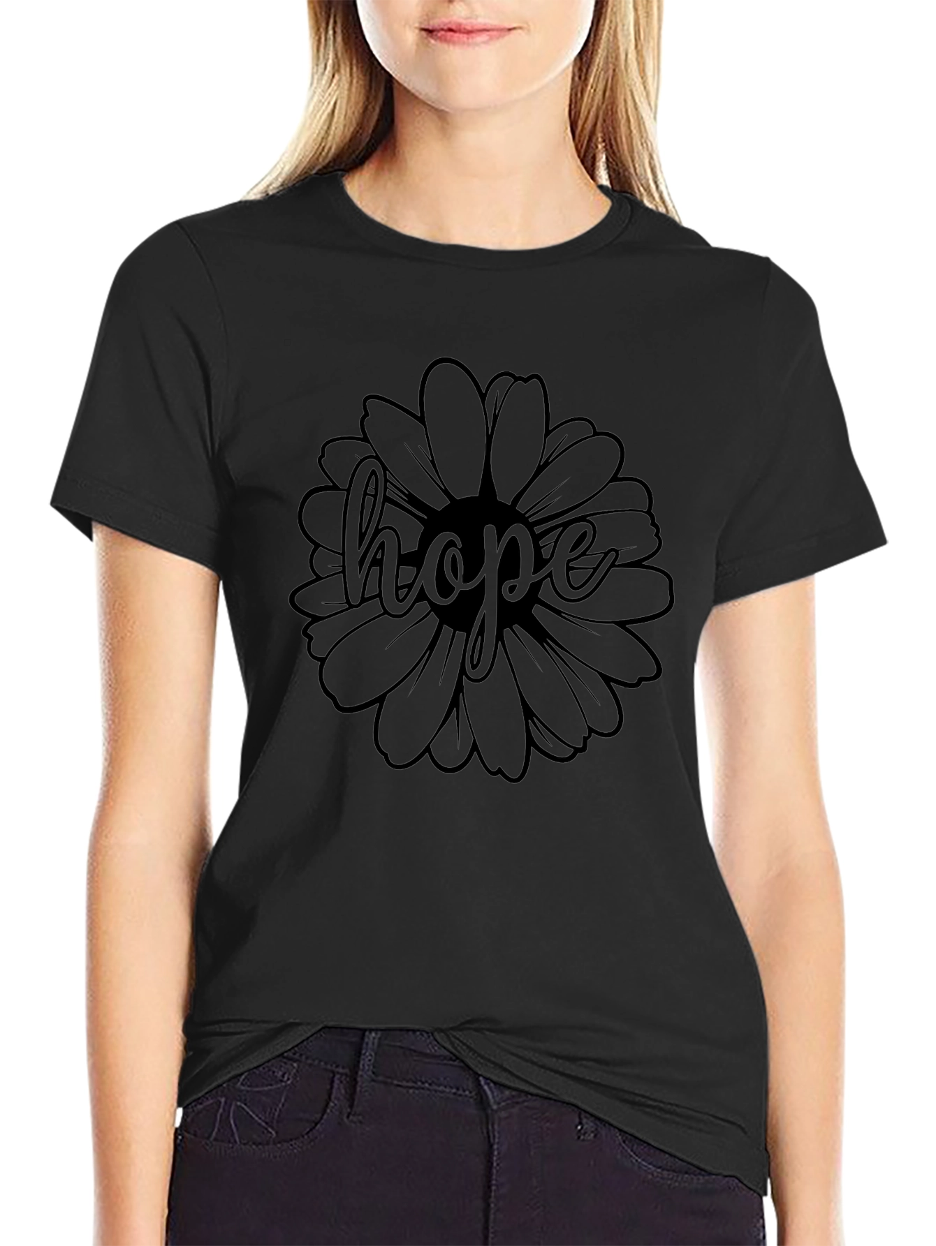Hope Flower Graphic Tee - Unisex Black T-Shirt