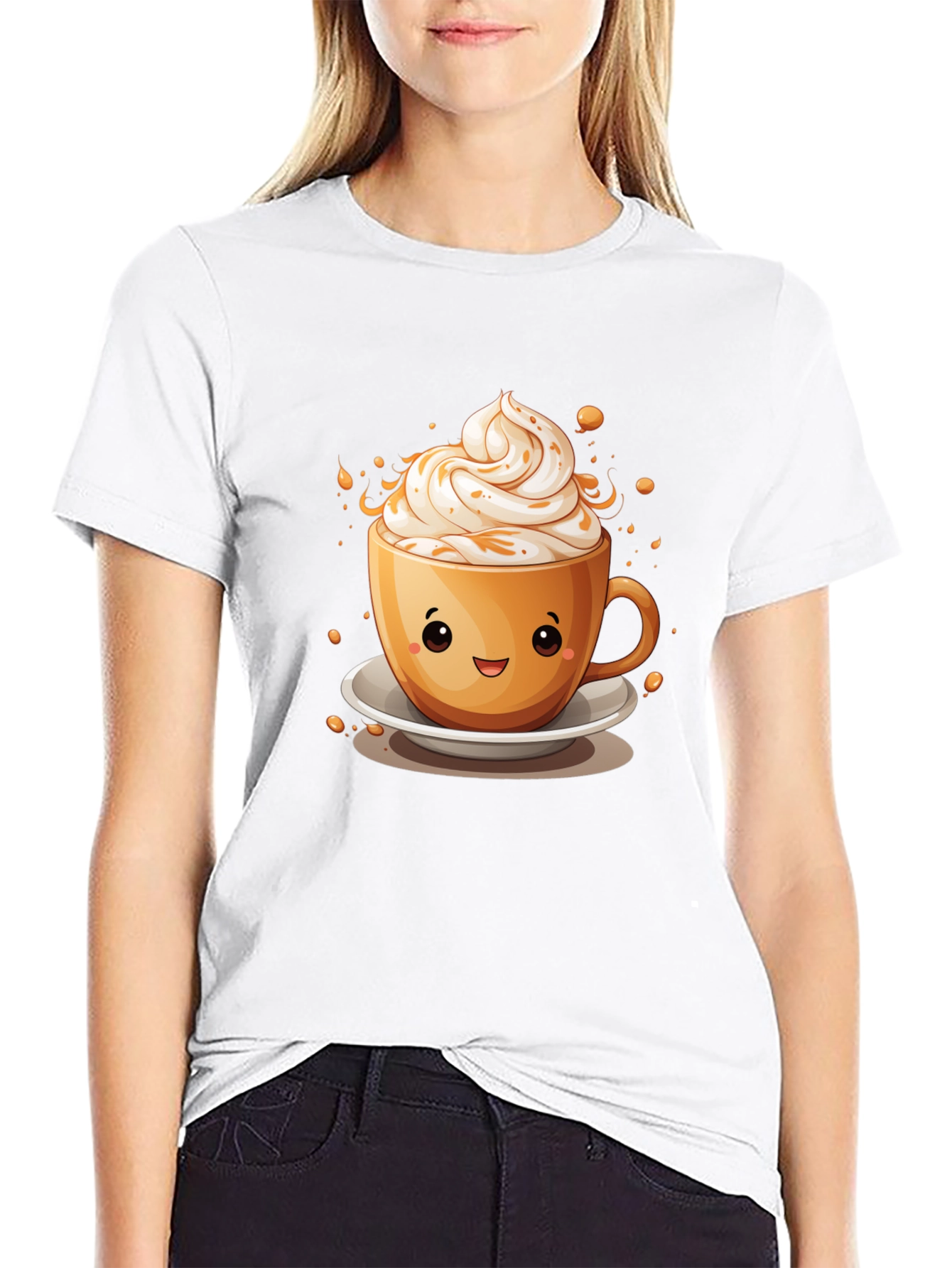 Cute Coffee Cup Graphic Tee - Unisex Black T-Shirt