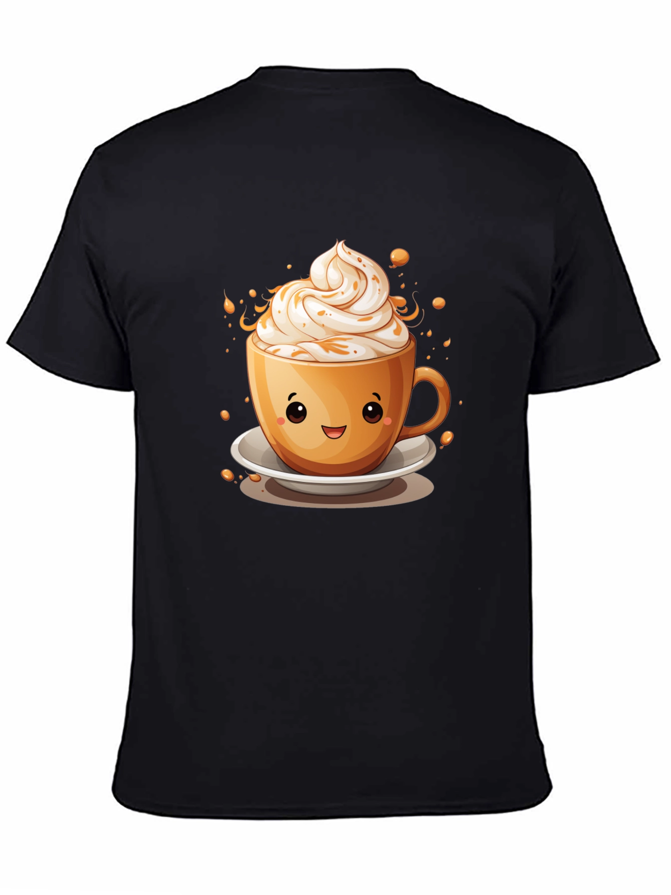 Cute Coffee Cup Graphic Tee - Unisex Black T-Shirt
