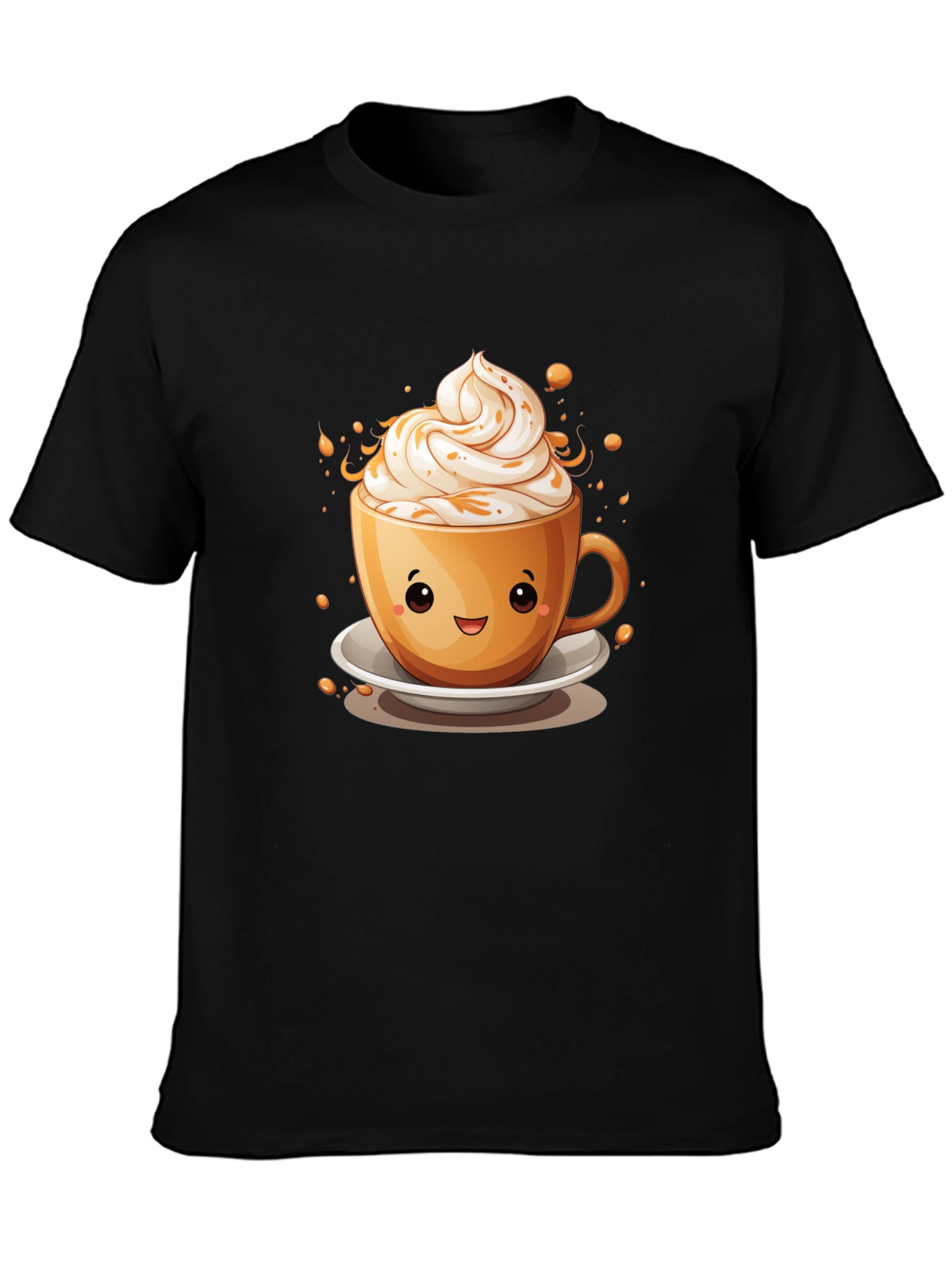 Cute Coffee Cup Graphic Tee - Unisex Black T-Shirt