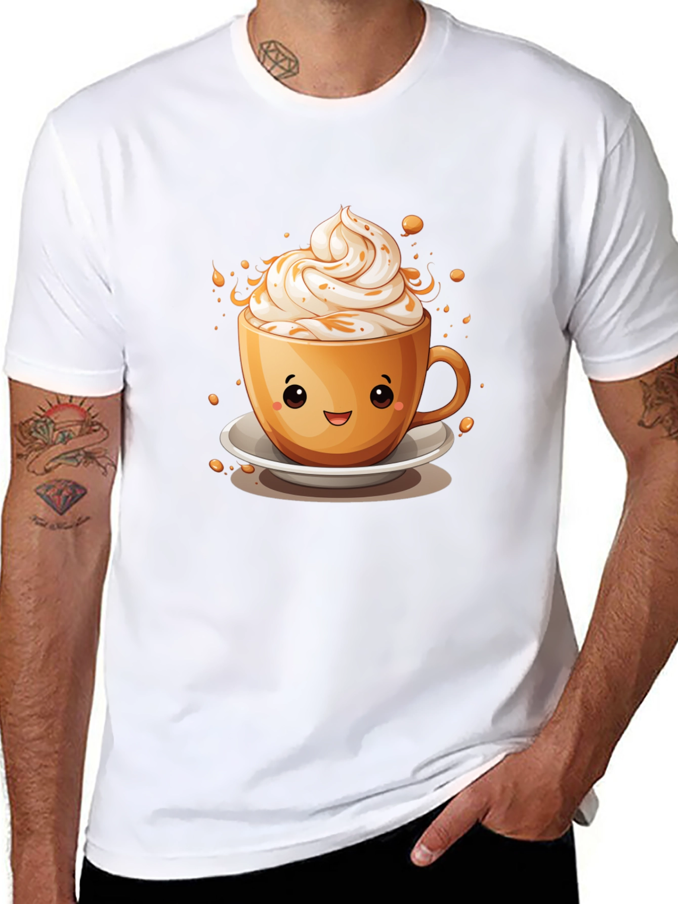 Cute Coffee Cup Graphic Tee - Unisex Black T-Shirt
