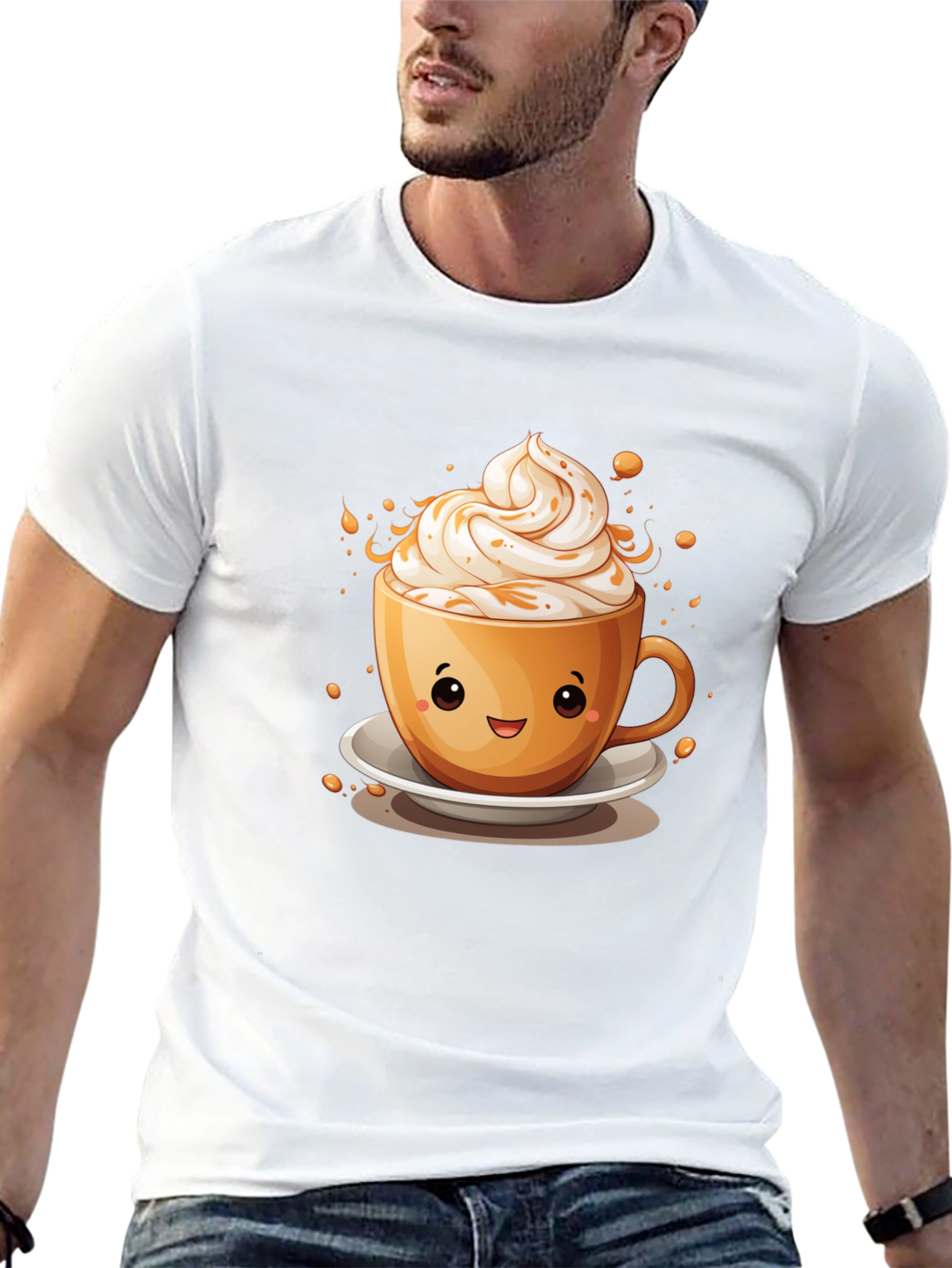 Cute Coffee Cup Graphic Tee - Unisex Black T-Shirt