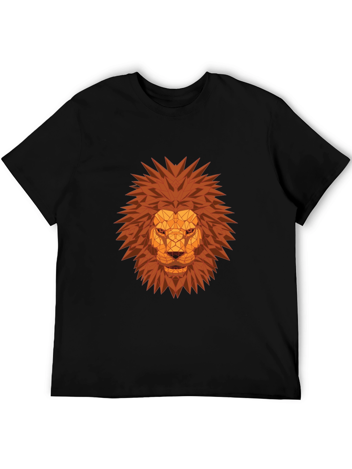 Geometric Lion Head Black T-Shirt