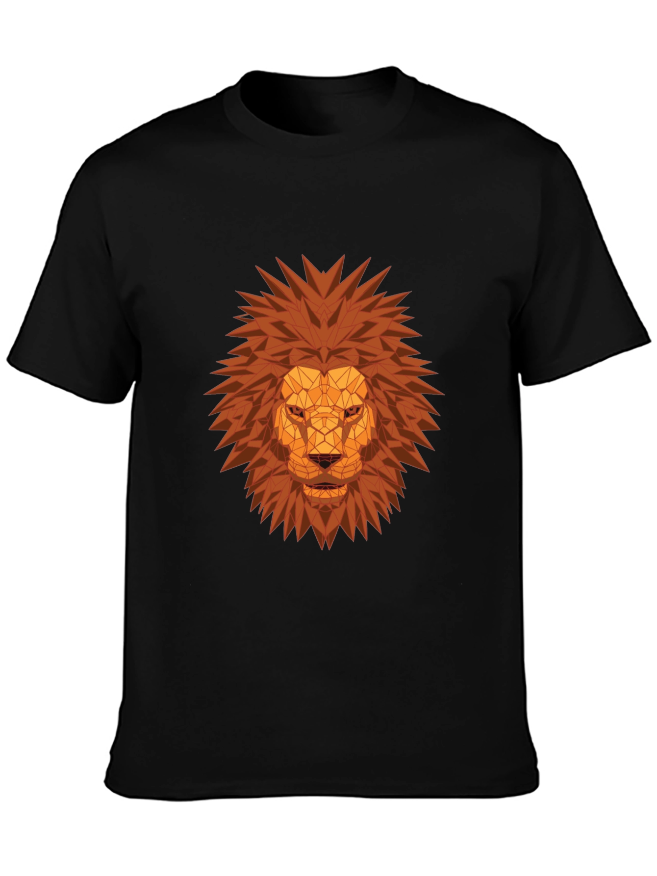 Geometric Lion Head Black T-Shirt