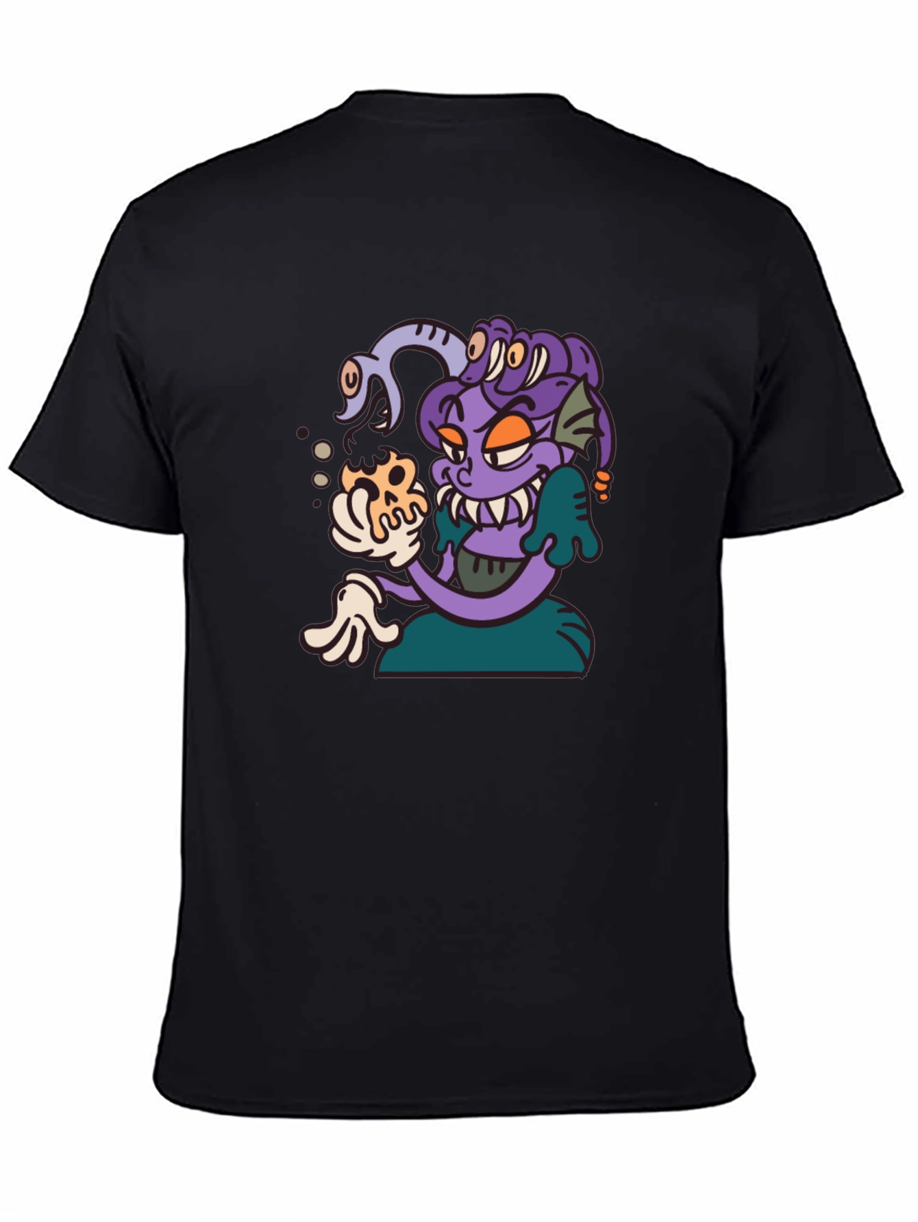 Medusa Cartoon Graphic Tee - Black