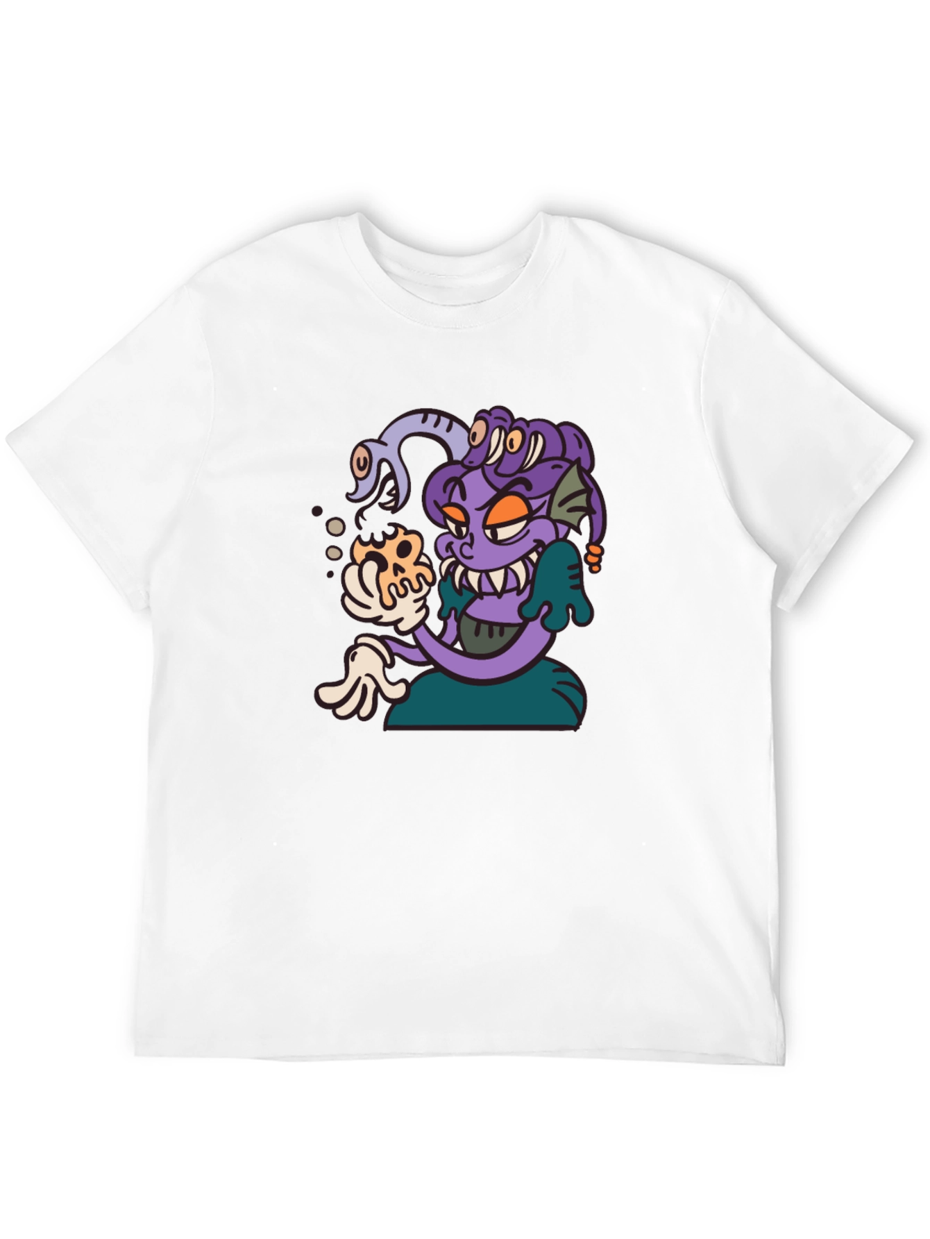 Medusa Cartoon Graphic Tee - Black