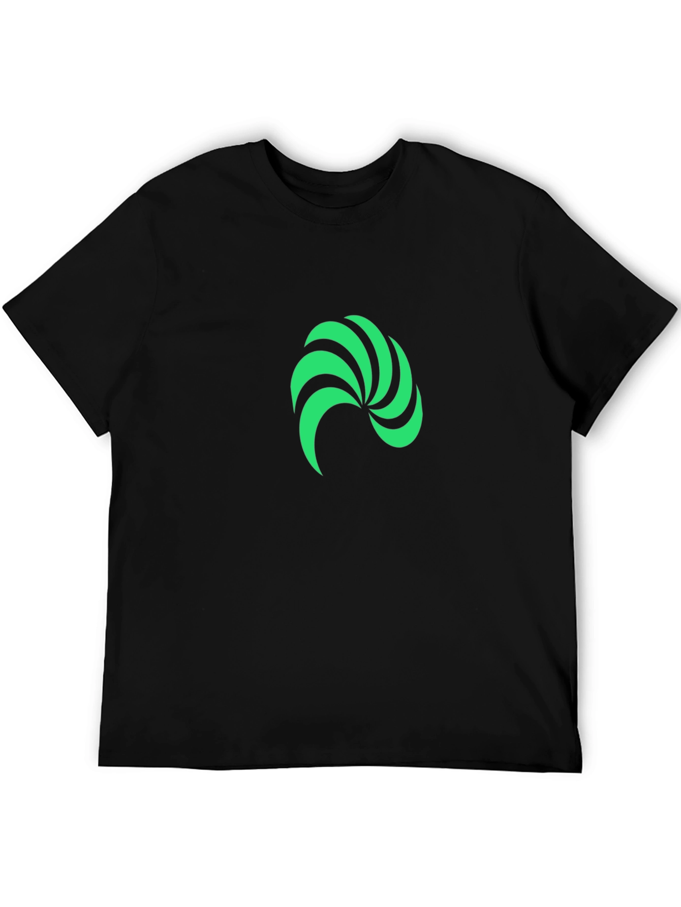 Modern Green Swirl Graphic Black T-Shirt
