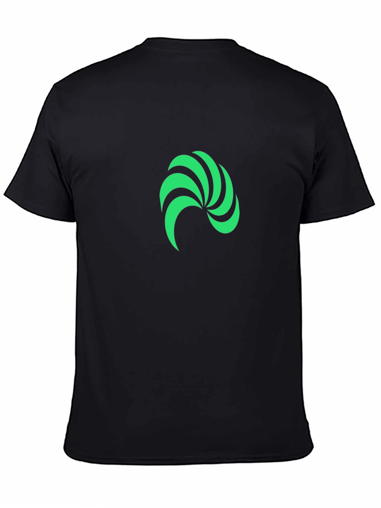 Modern Green Swirl Graphic Black T-Shirt