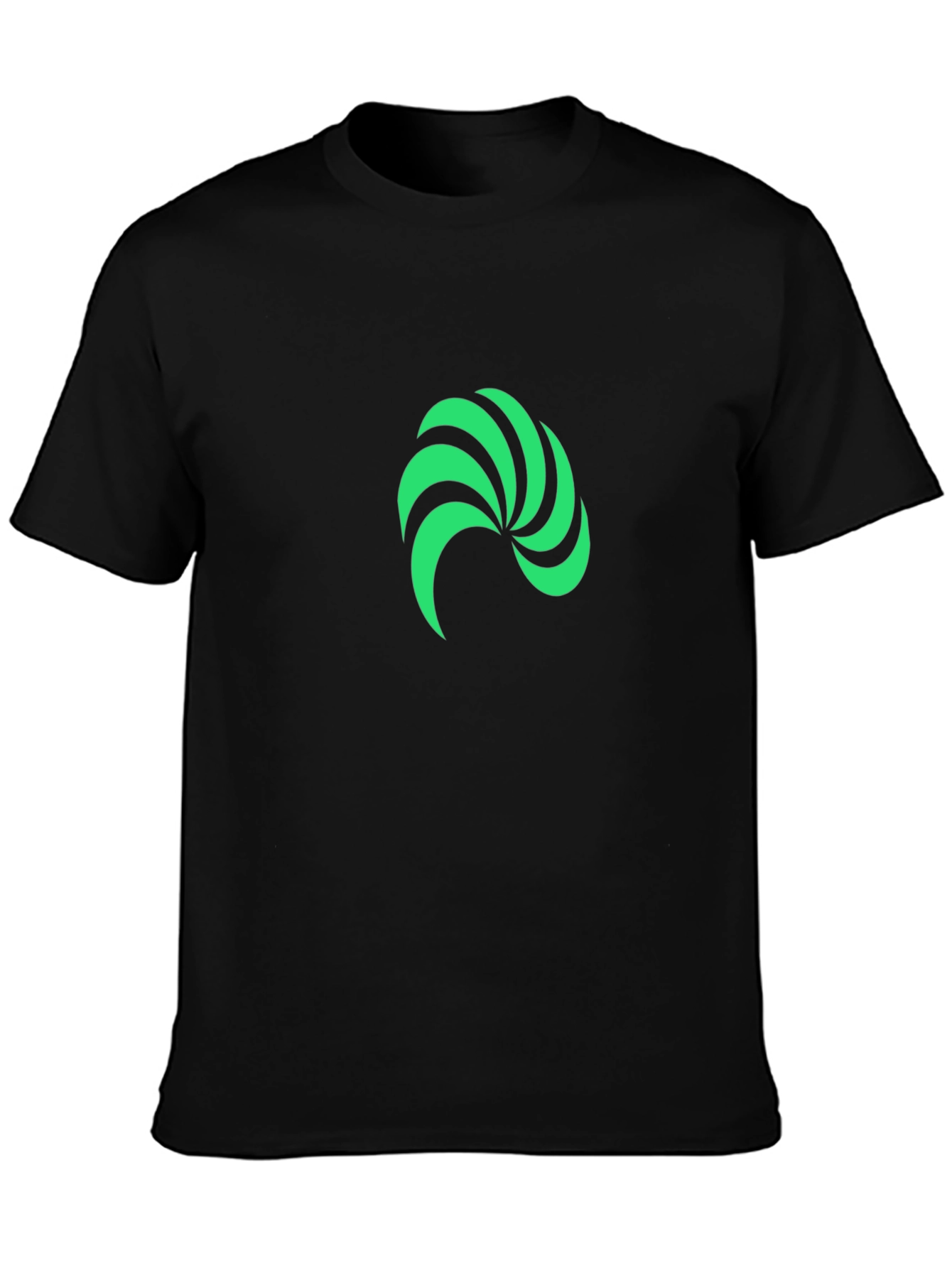 Modern Green Swirl Graphic Black T-Shirt