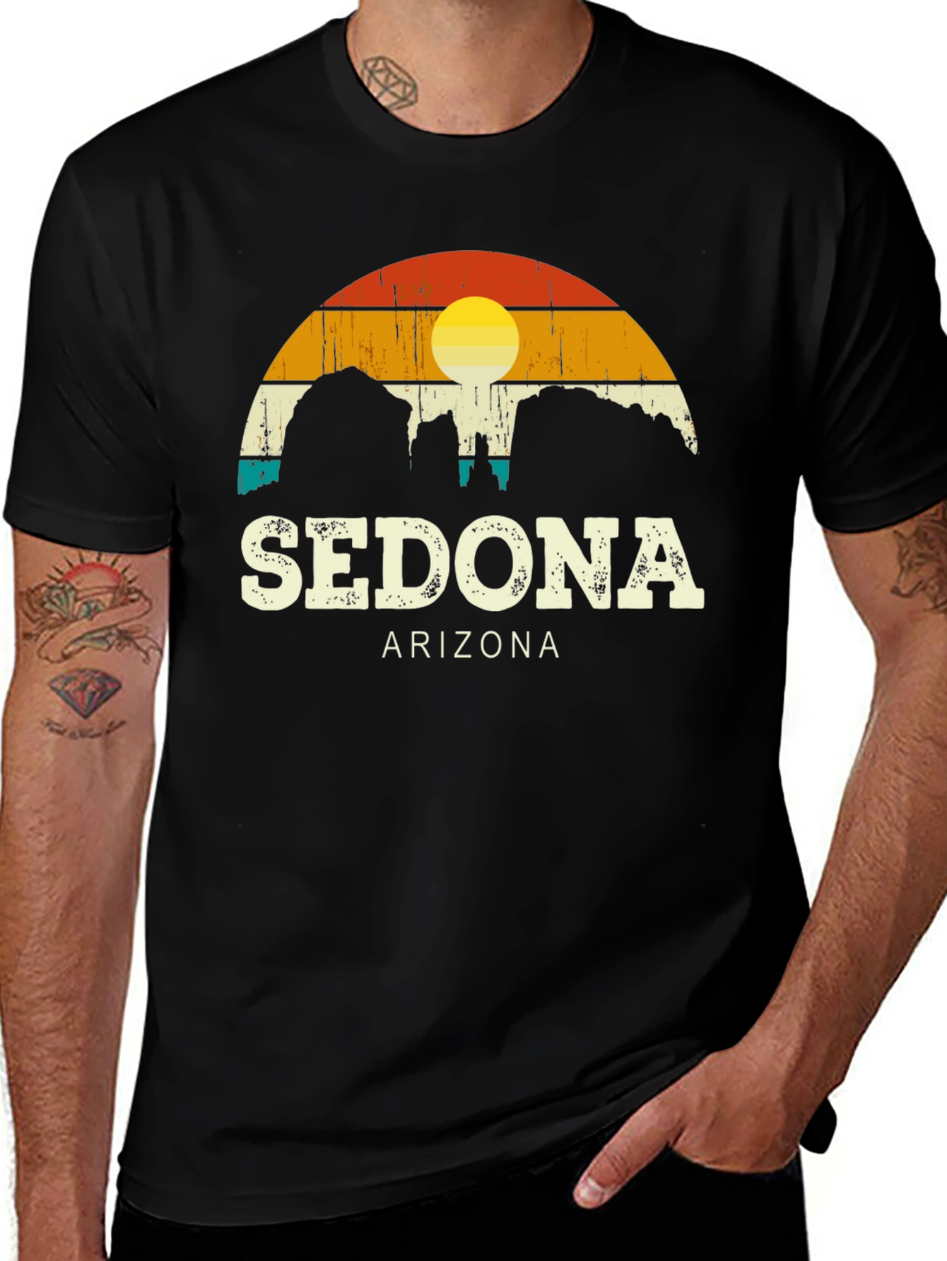Sedona Arizona Retro Graphic Tee - Black