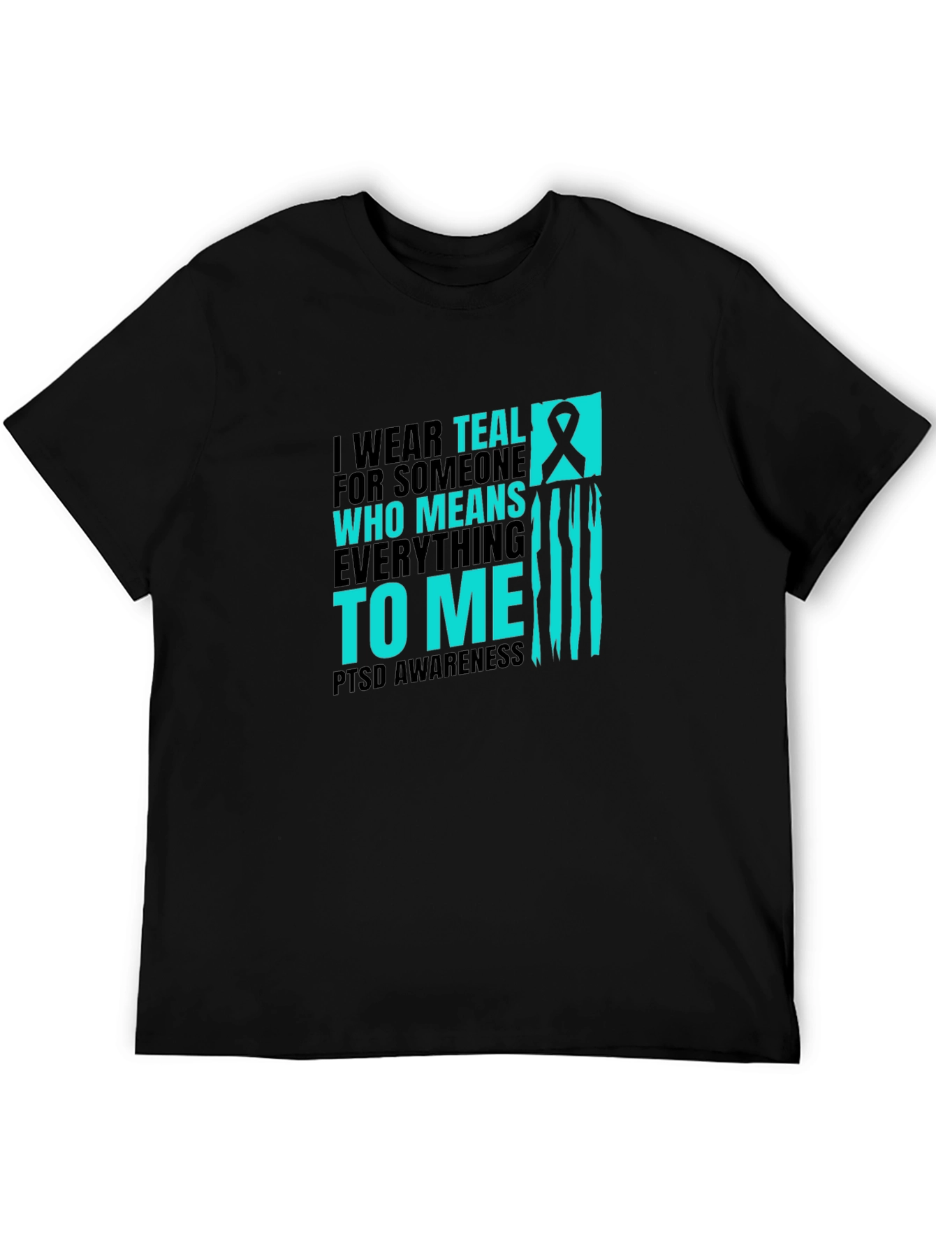 PTSD Awareness Teal Ribbon Graphic Tee