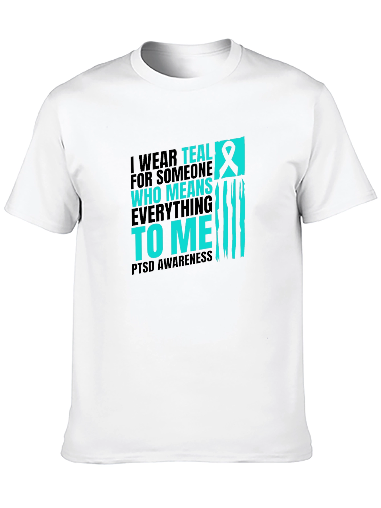PTSD Awareness Teal Ribbon Graphic Tee