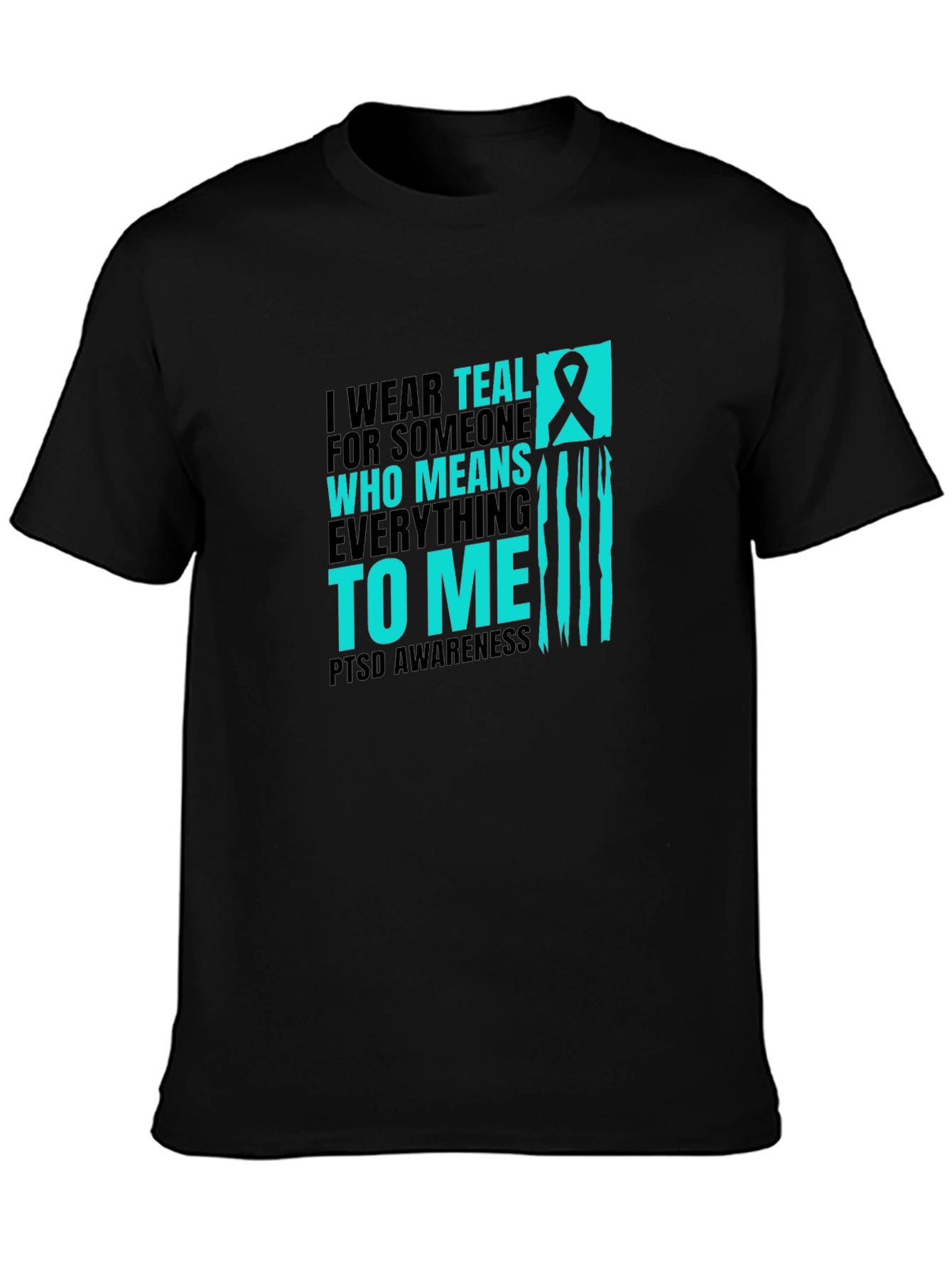 PTSD Awareness Teal Ribbon Graphic Tee