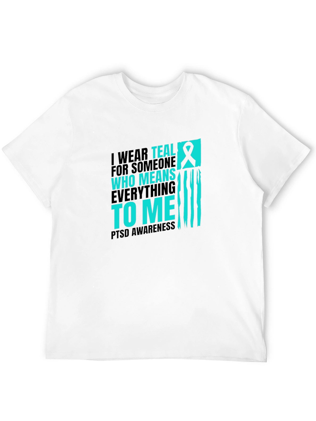 PTSD Awareness Teal Ribbon Graphic Tee