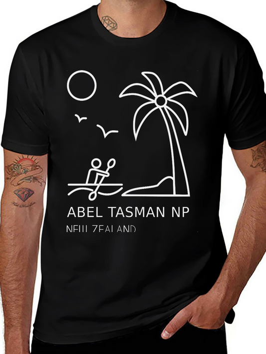 Abel Tasman NP T-Shirt - Kayak & Palm Tree Design
