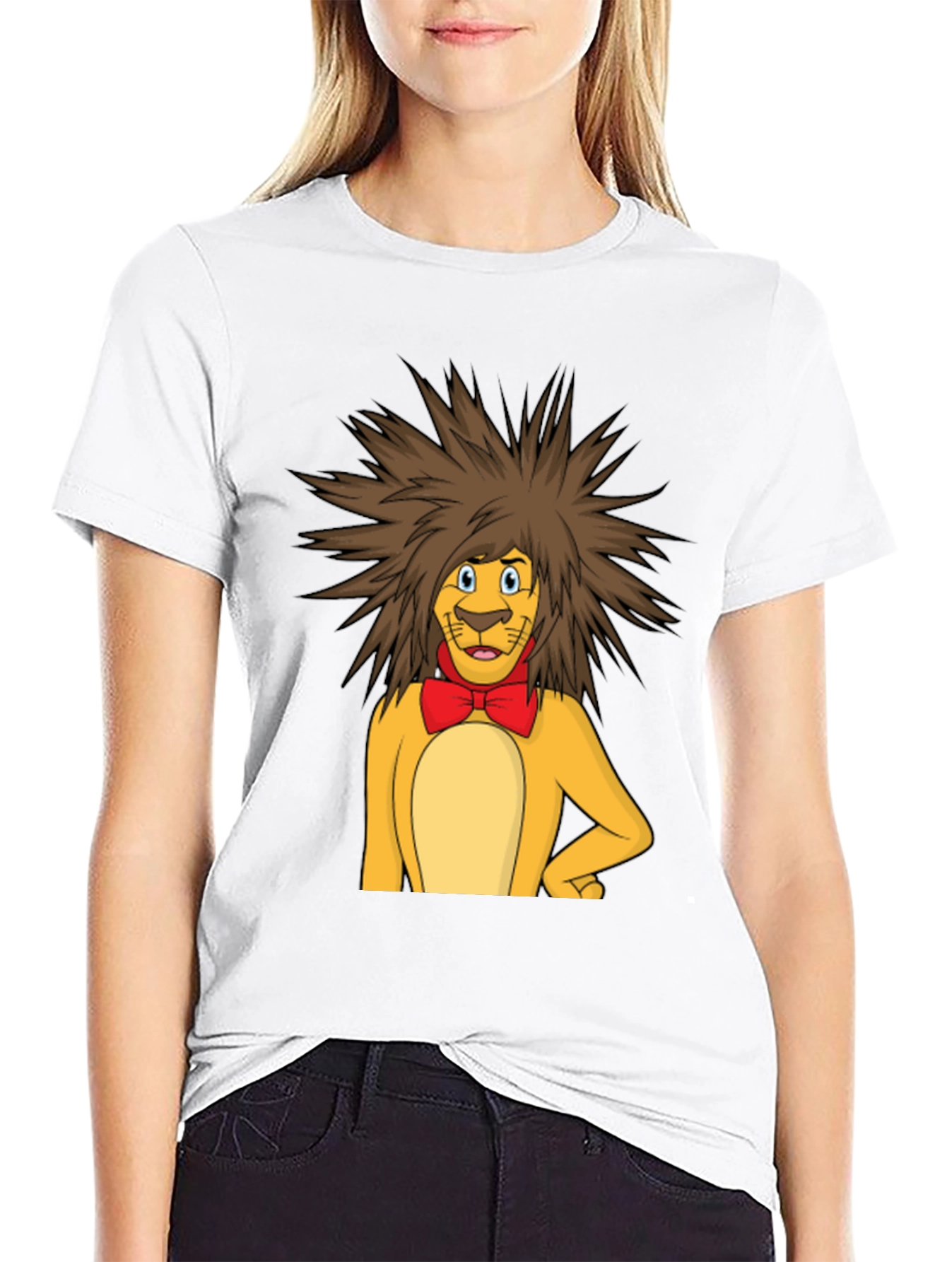 Lion Cartoon Graphic Tee - Black