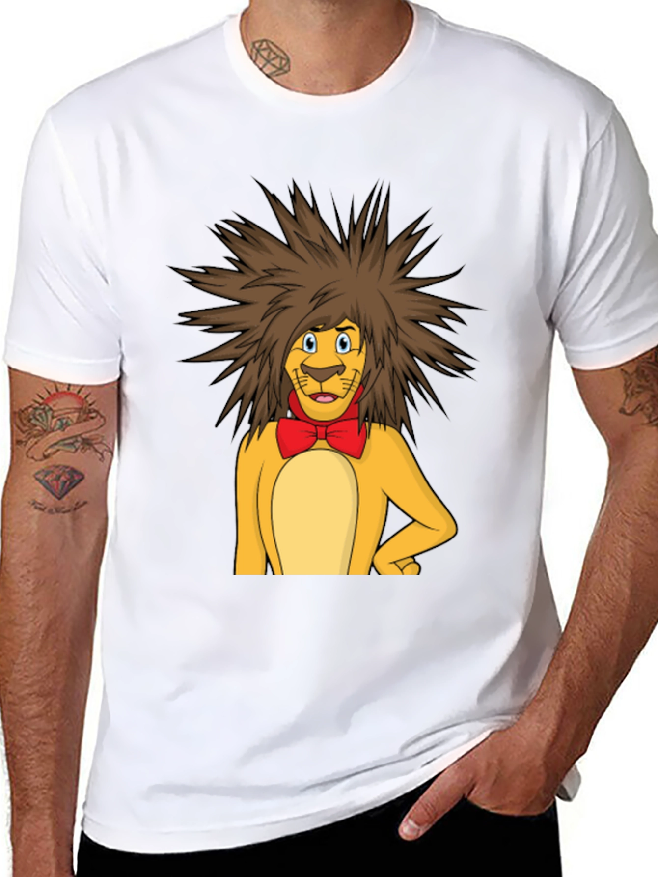 Lion Cartoon Graphic Tee - Black