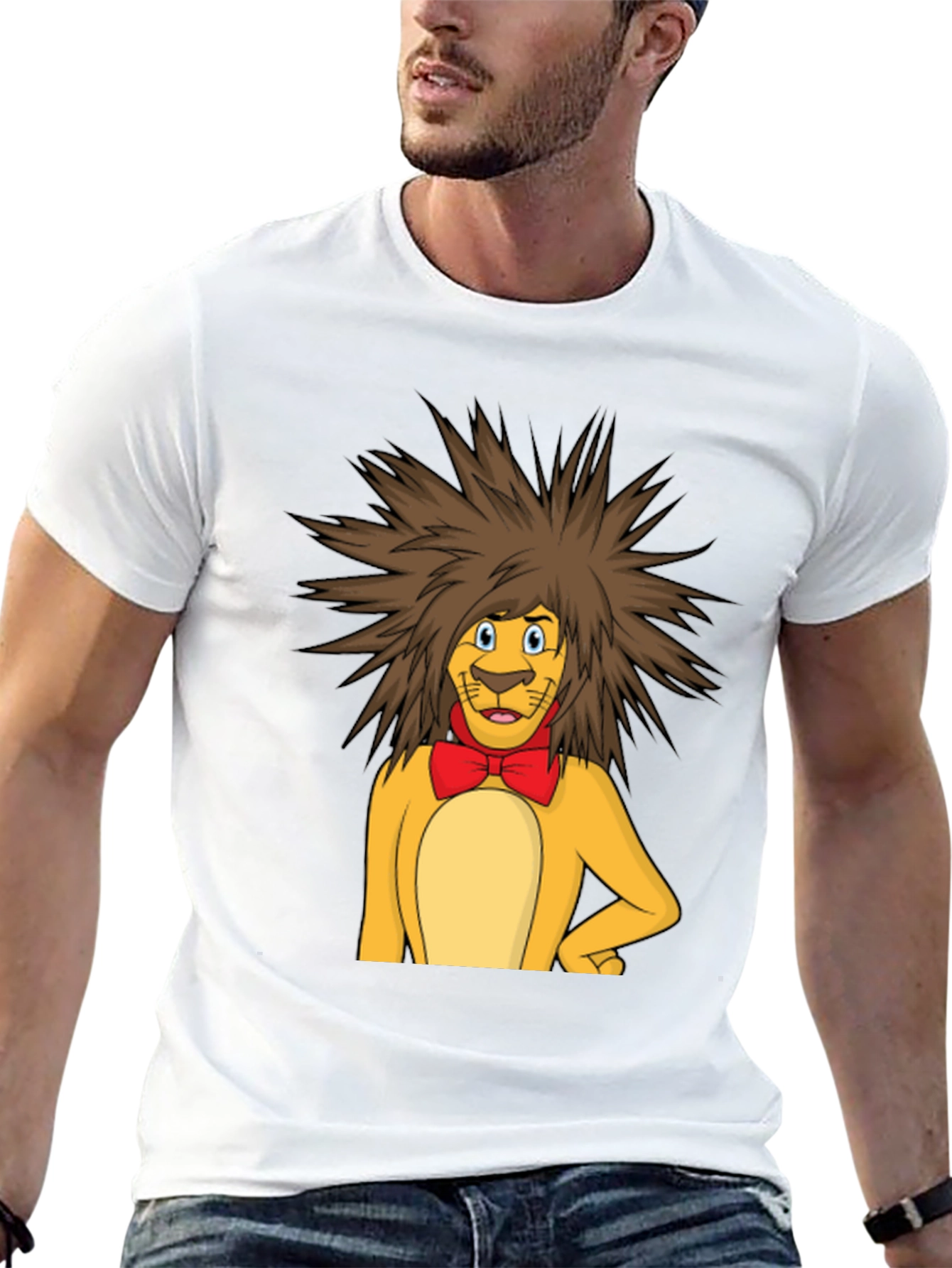 Lion Cartoon Graphic Tee - Black