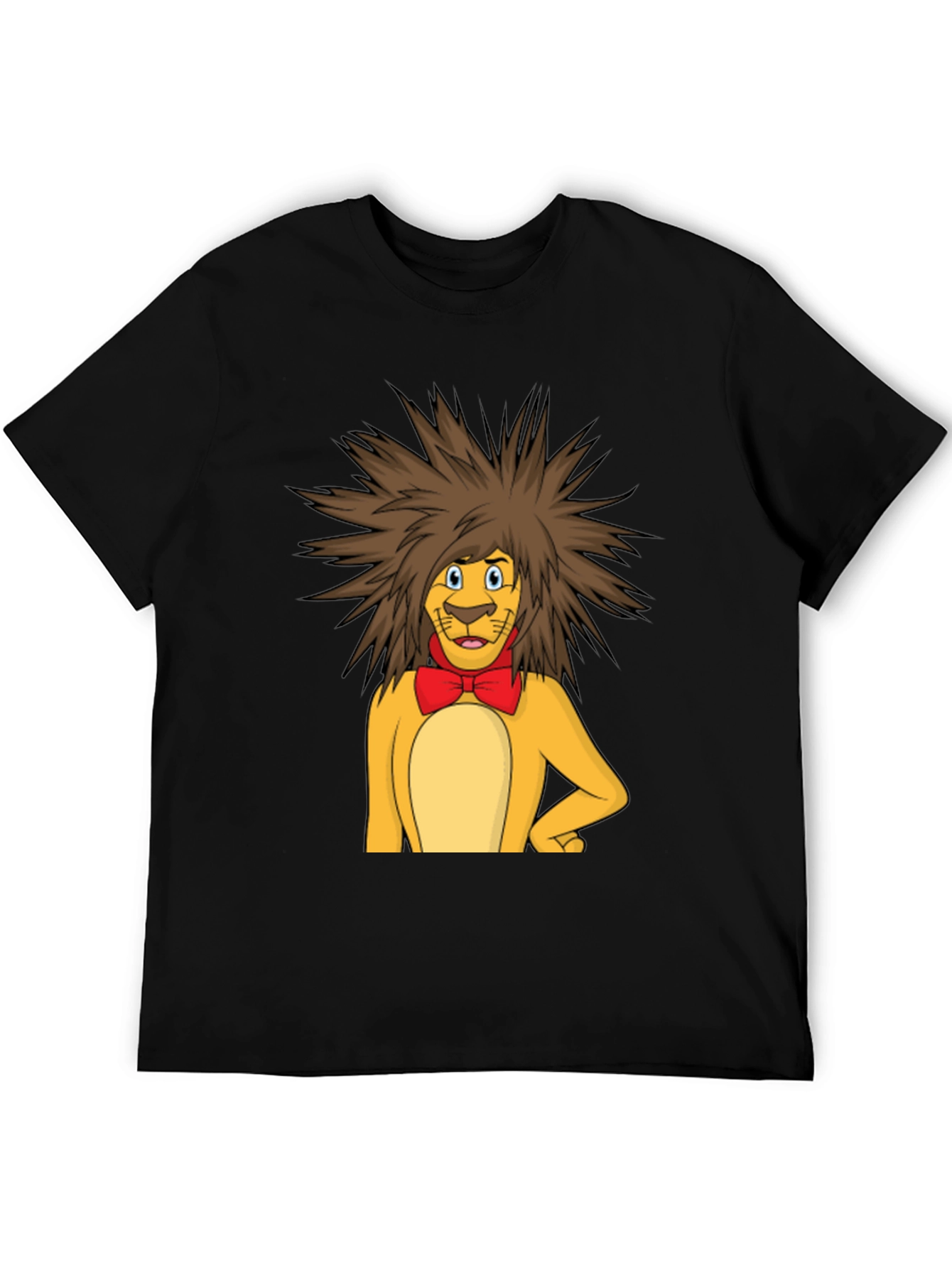 Lion Cartoon Graphic Tee - Black