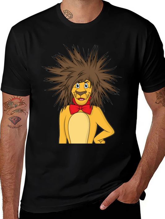 Lion Cartoon Graphic Tee - Black