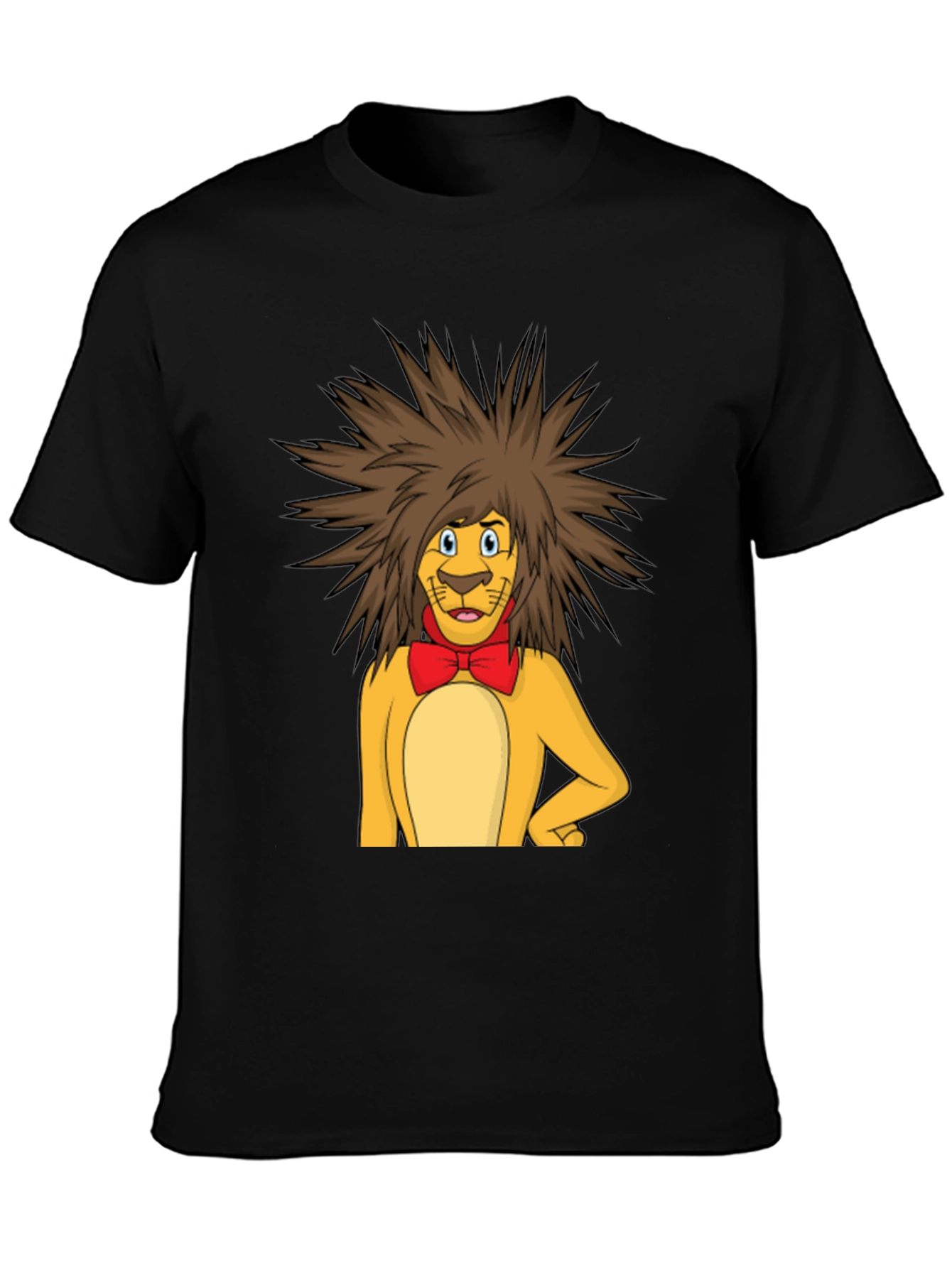 Lion Cartoon Graphic Tee - Black