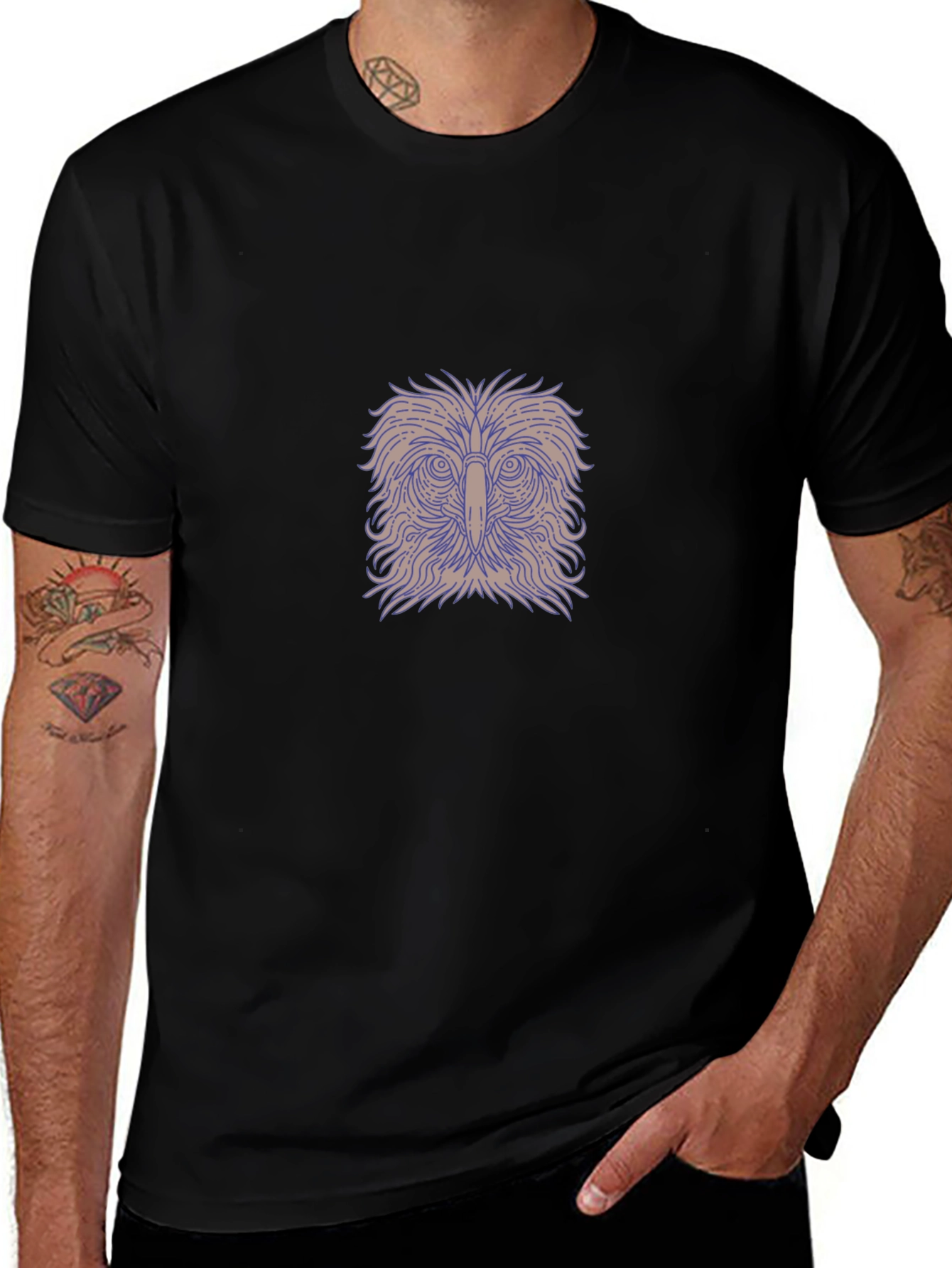 Mens Black Owl Graphic T-Shirt