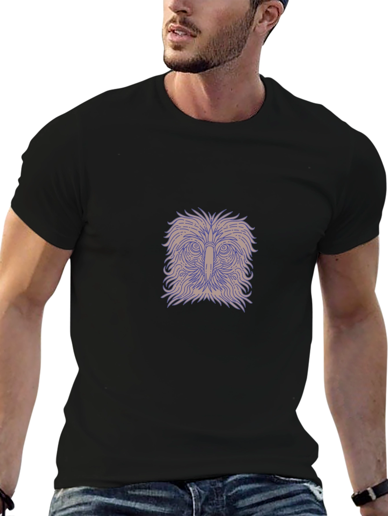 Mens Black Owl Graphic T-Shirt