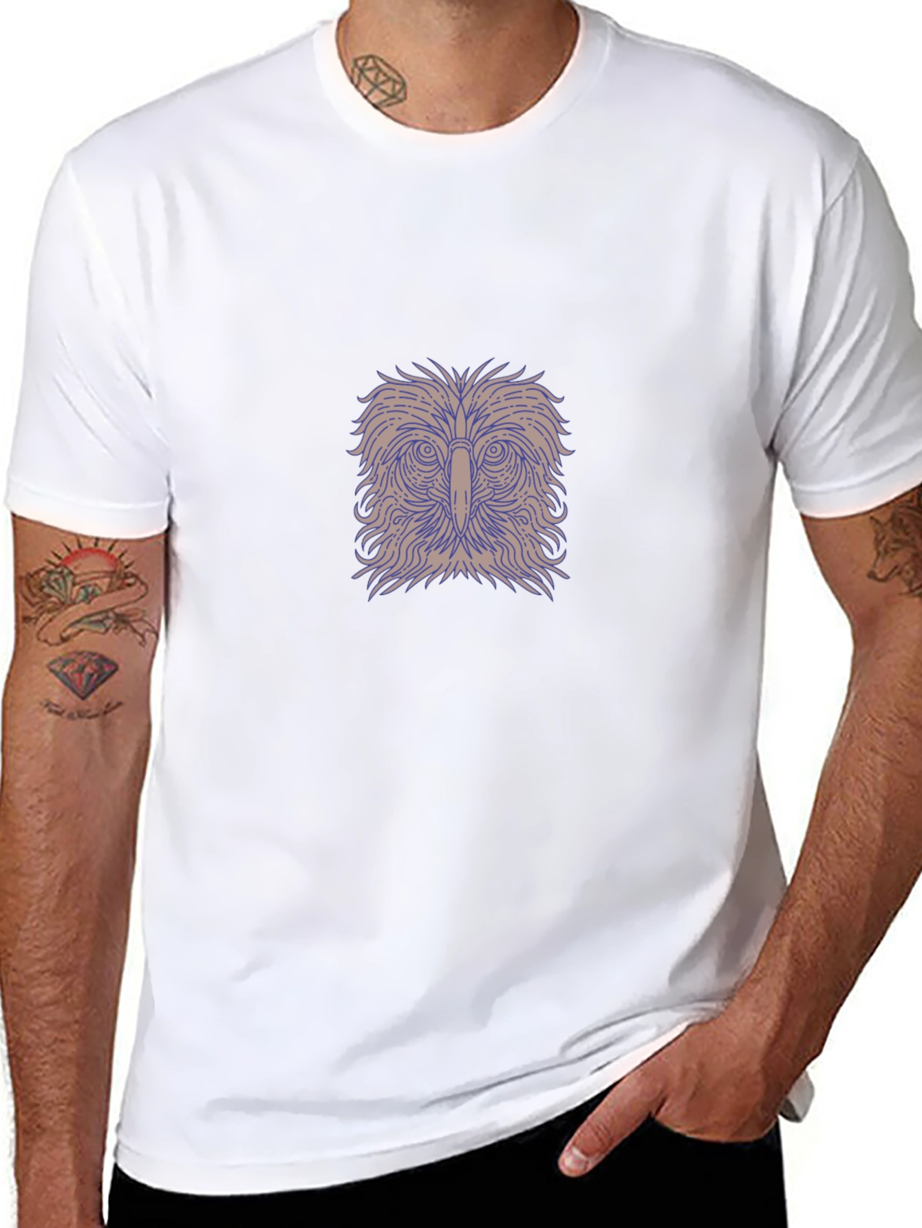 Mens Black Owl Graphic T-Shirt