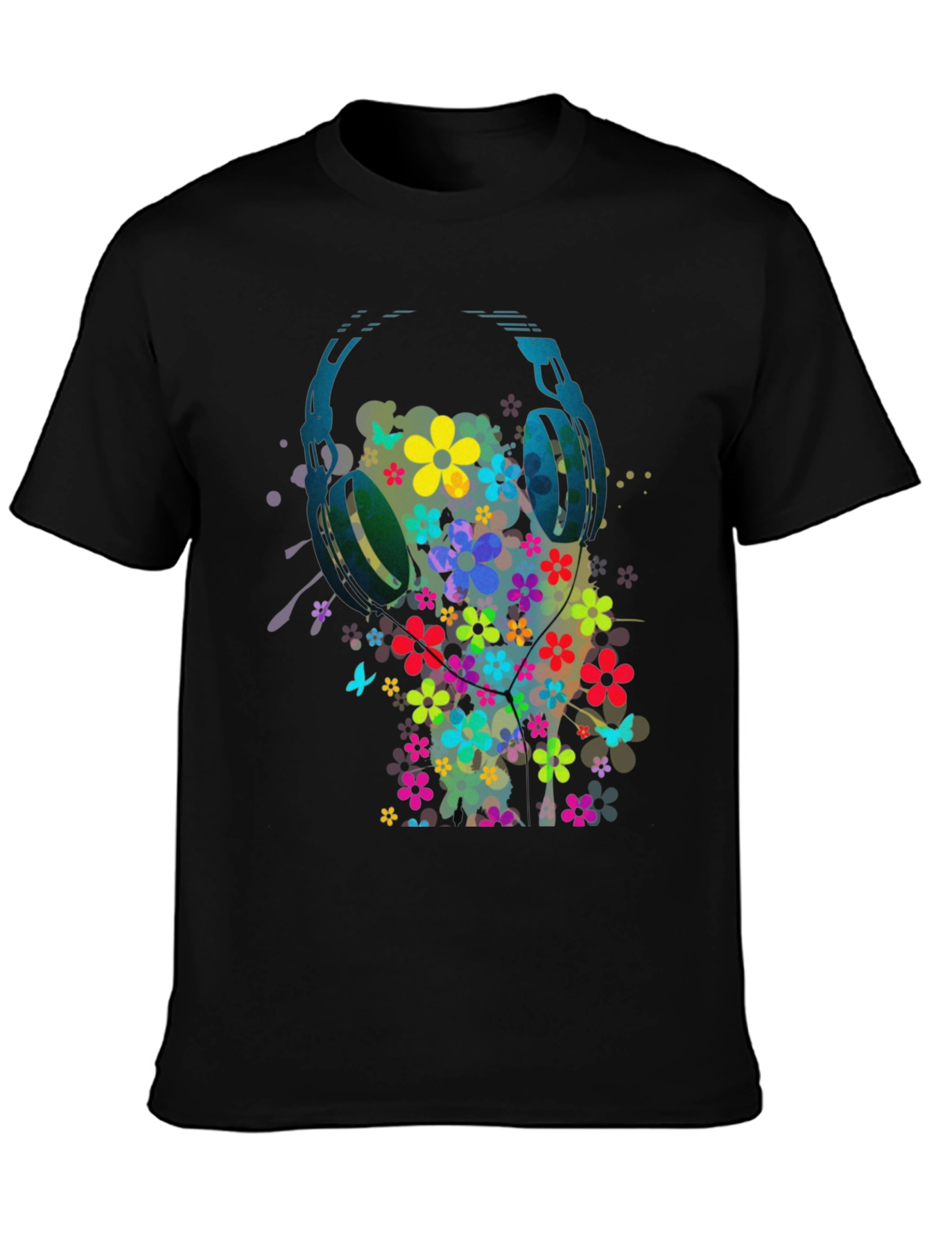 Floral Headphone Graphic Tee - Music Lovers T-Shirt