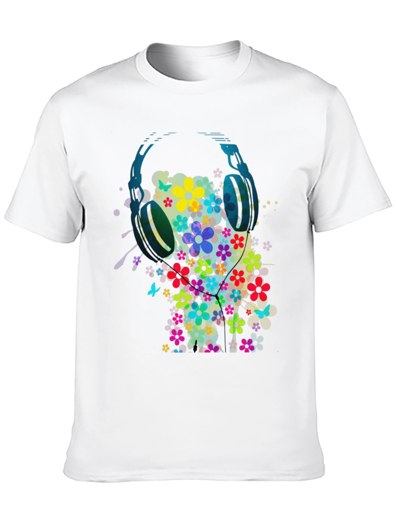 Floral Headphone Graphic Tee - Music Lovers T-Shirt